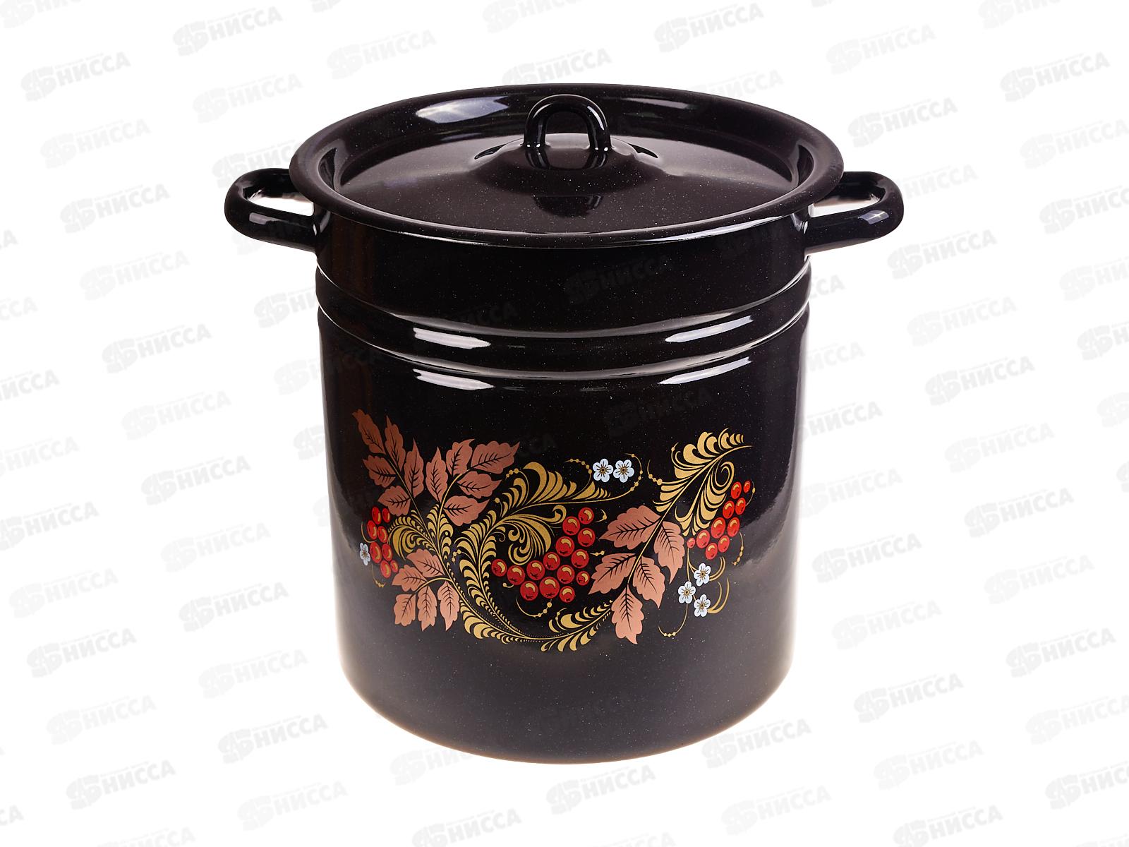 Кастрюля 12,0л цилиндрическая Рябинушка, черный рябчик, с петлей С1624.Р*05