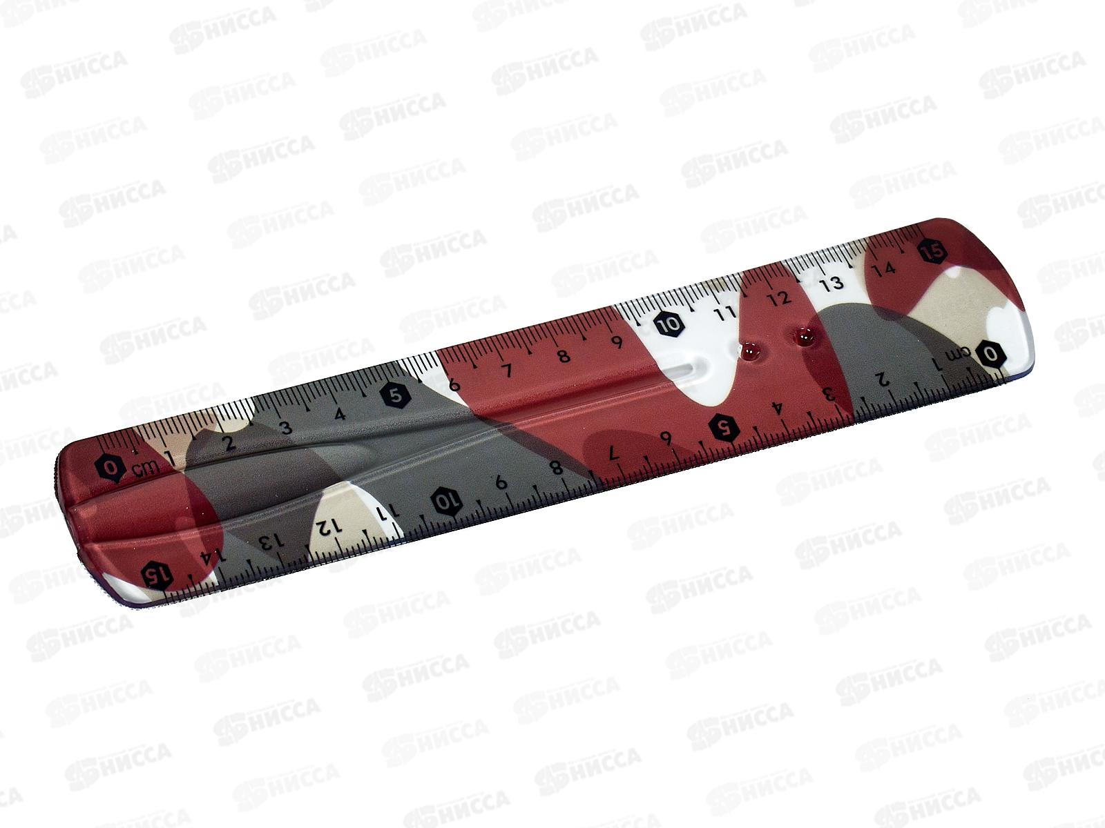 Линейка 15см КОКОС Millitary, пластик 216000 *60