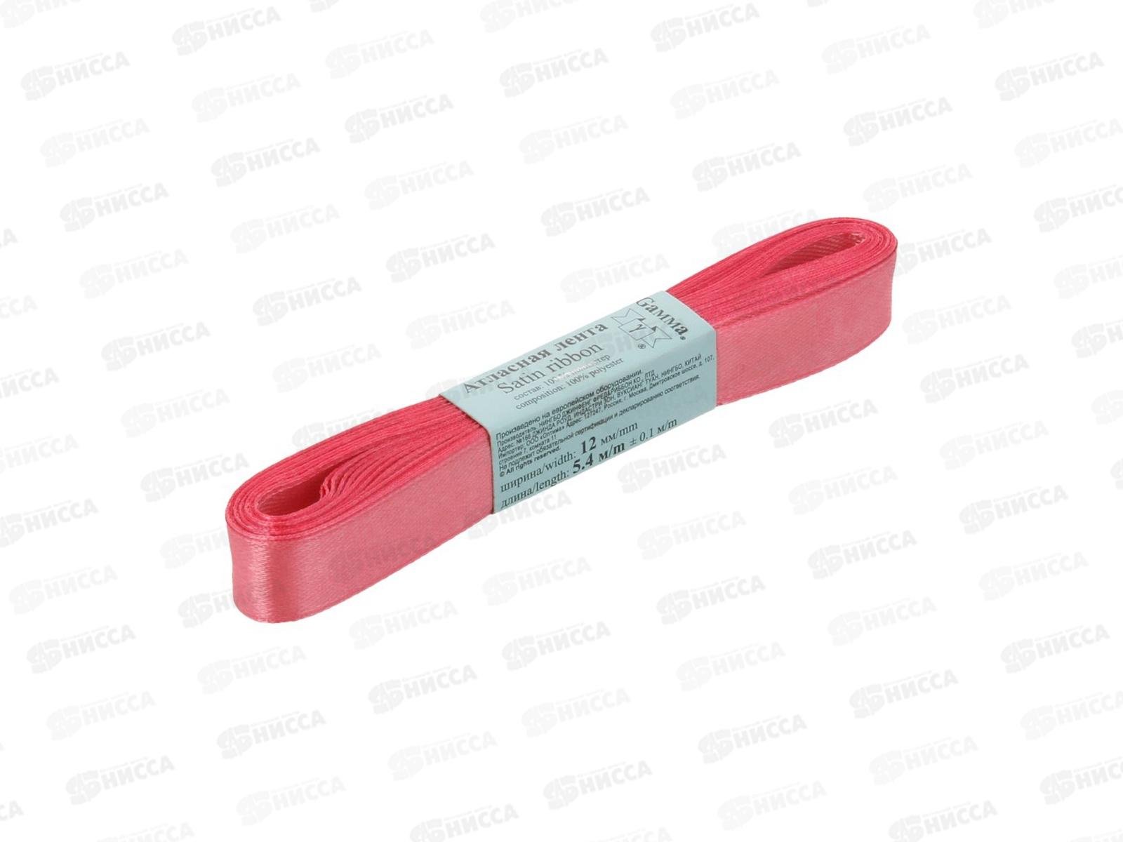 Лента атласная &quotGamma&quot №025 т-розовый, 12мм (1/2&quot) 5,4м AL-12P фасовка