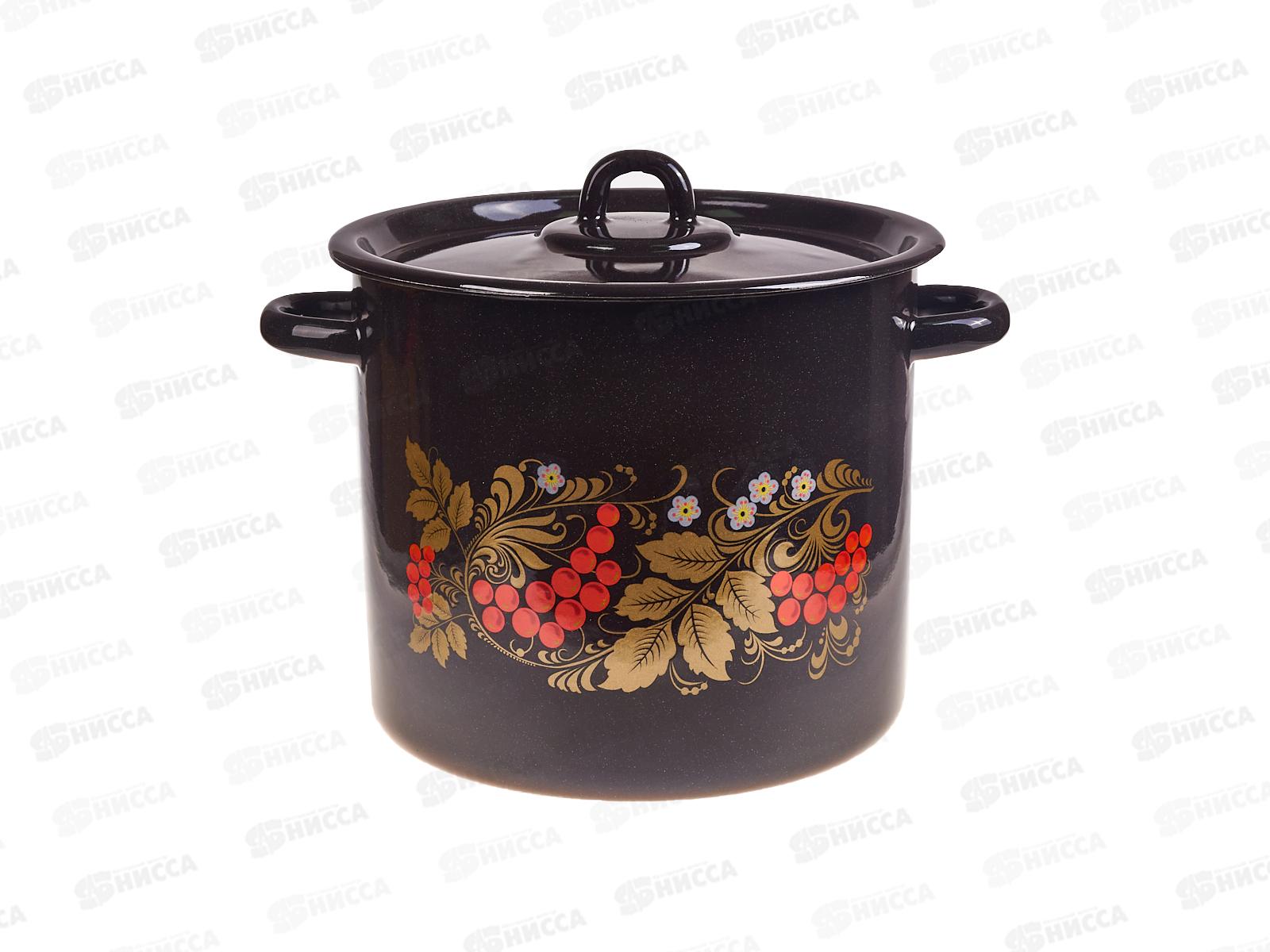 Кастрюля 5,5л цилиндрическая Рябинушка, черный рябчик с петлей С1617.Р*05