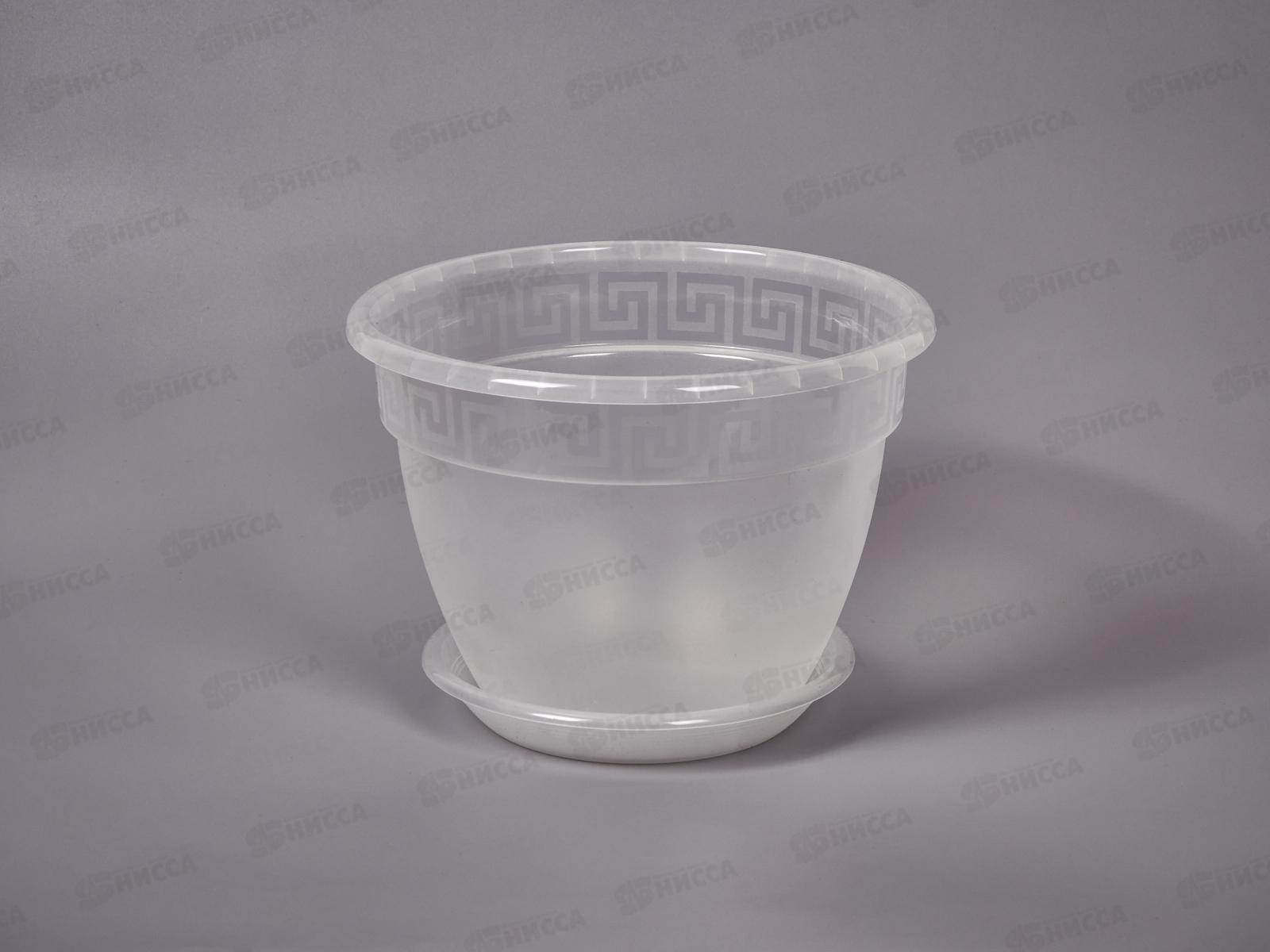 Горшок для цветов АНТИК 2,6л с поддоном Прозрачный  *32