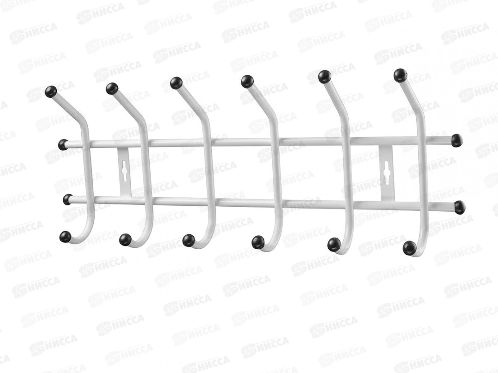 Вешалка для одежды 6 крючков белая ВТ-6 *6