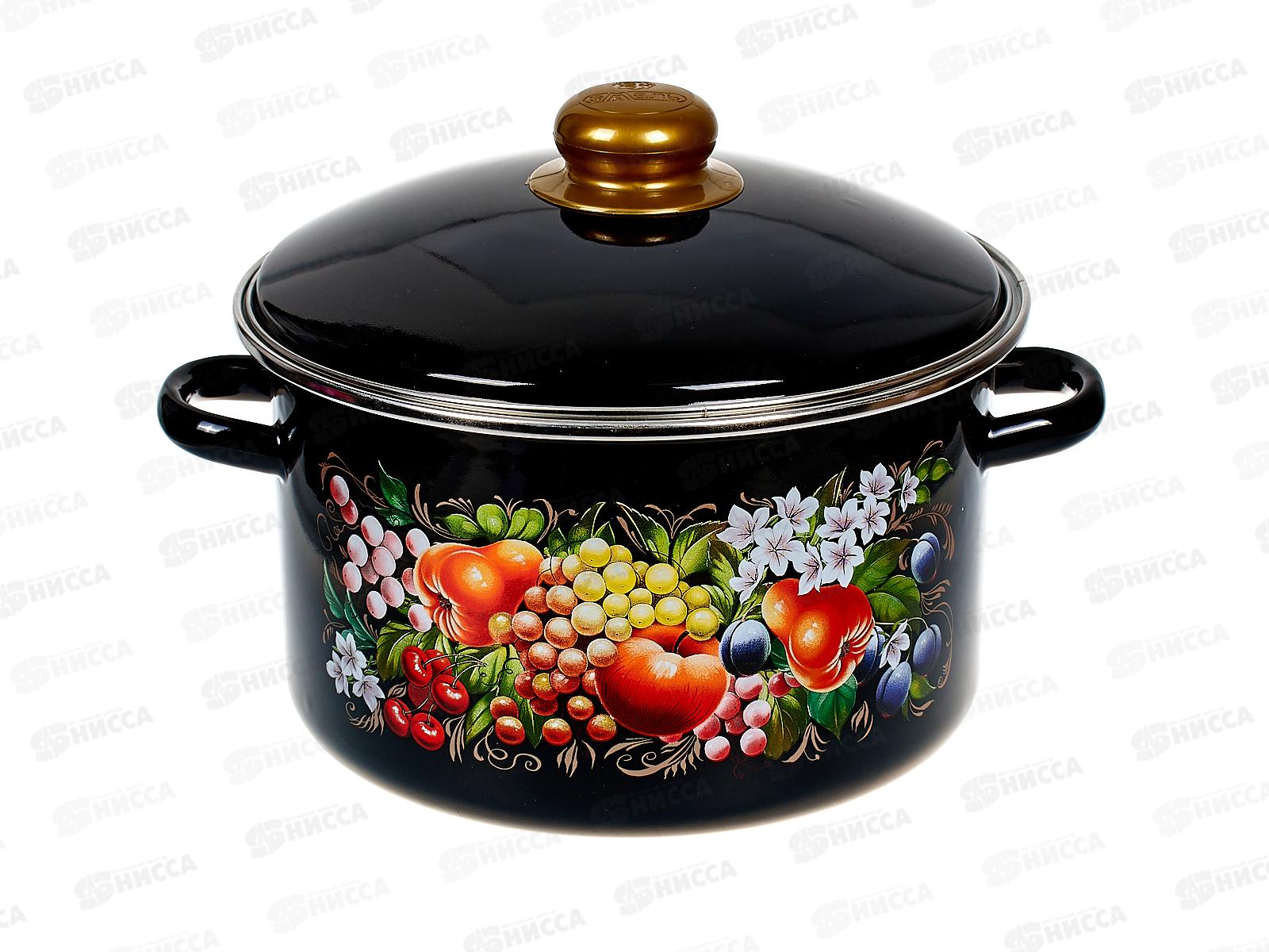 Кастрюля 4,0л эмалированная с рисунком 10-Б1614/6 Жостово *4