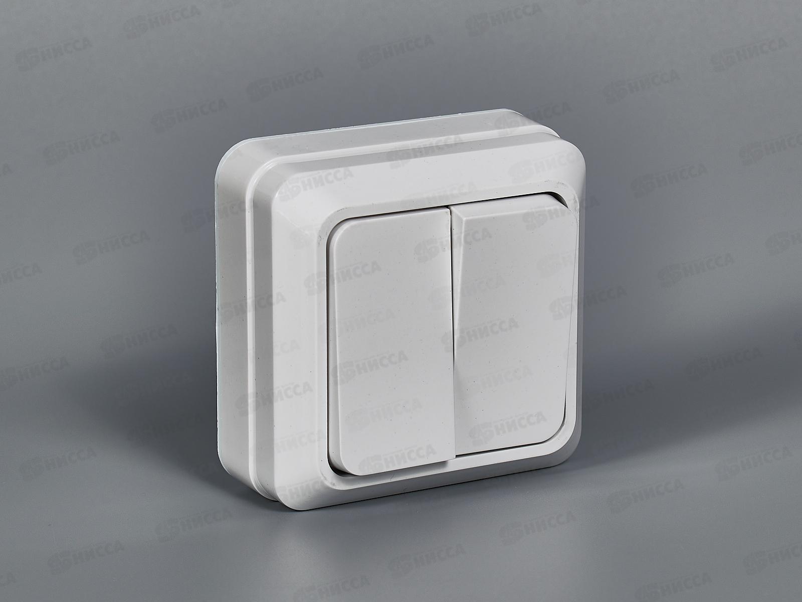 Выключатель накладной BOLLETO 2клавишный, белый, 7023*10