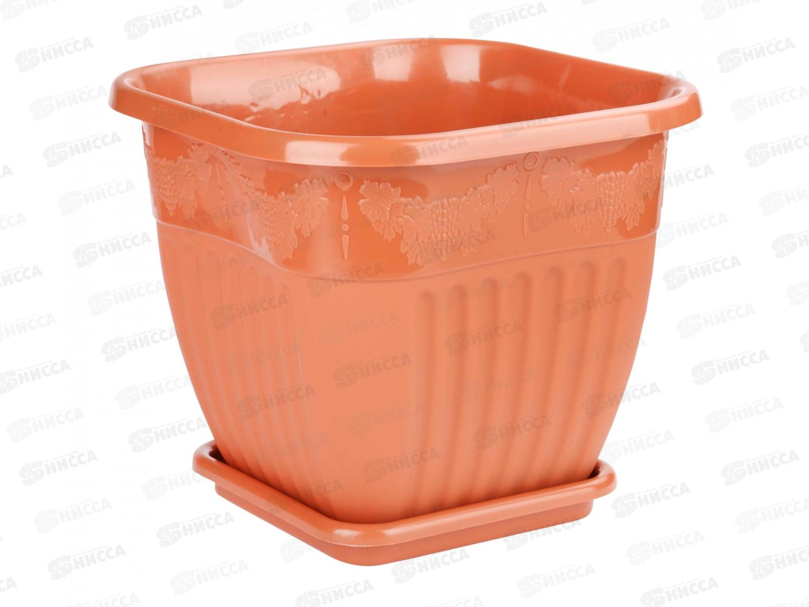 Горшок-Кашпо Лозанна 8л с поддоном квадратный (коричневый) М7416 *16