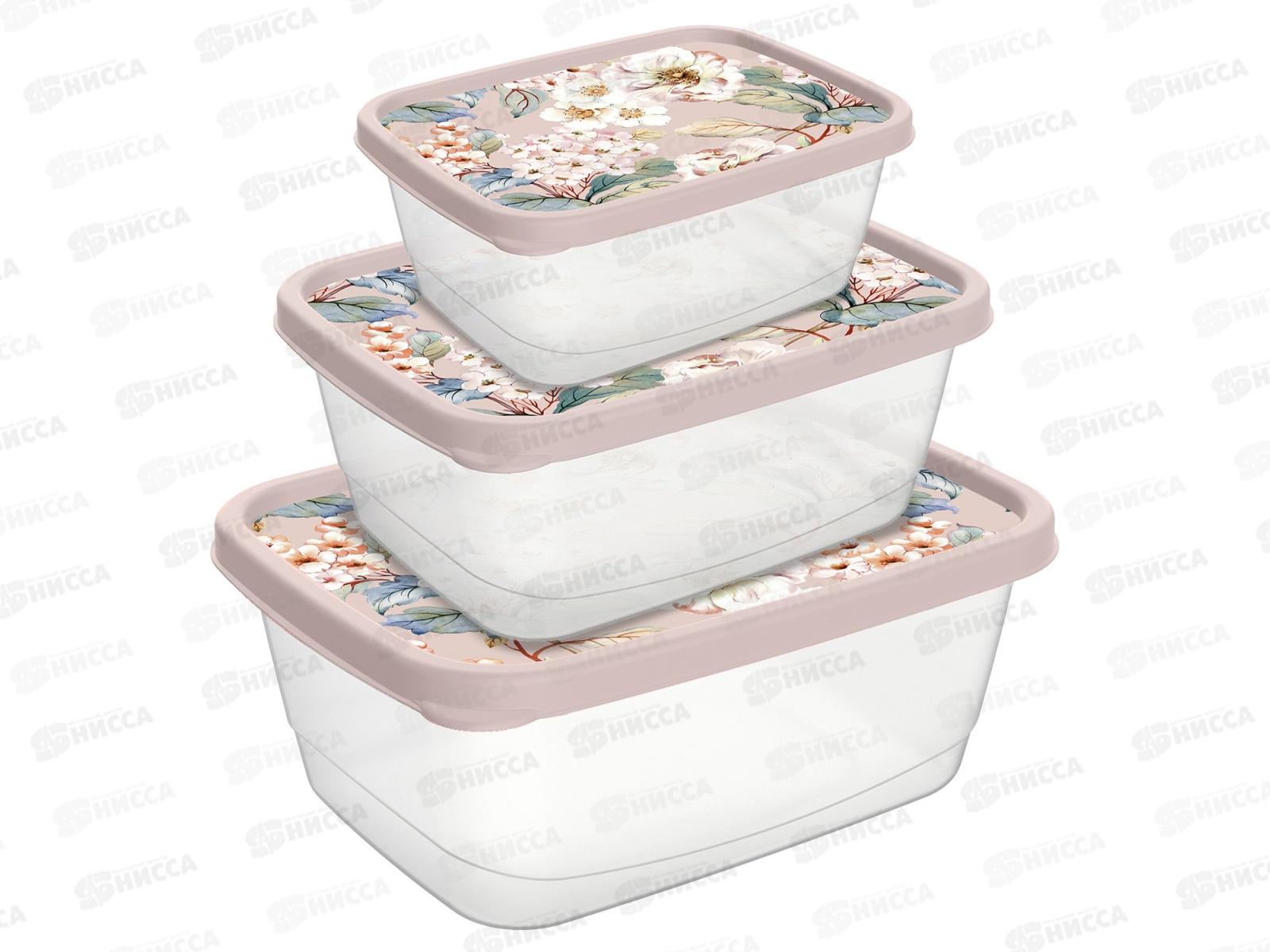 Контейнер для продуктов 3шт с декором бежевый 221160827/06 *24