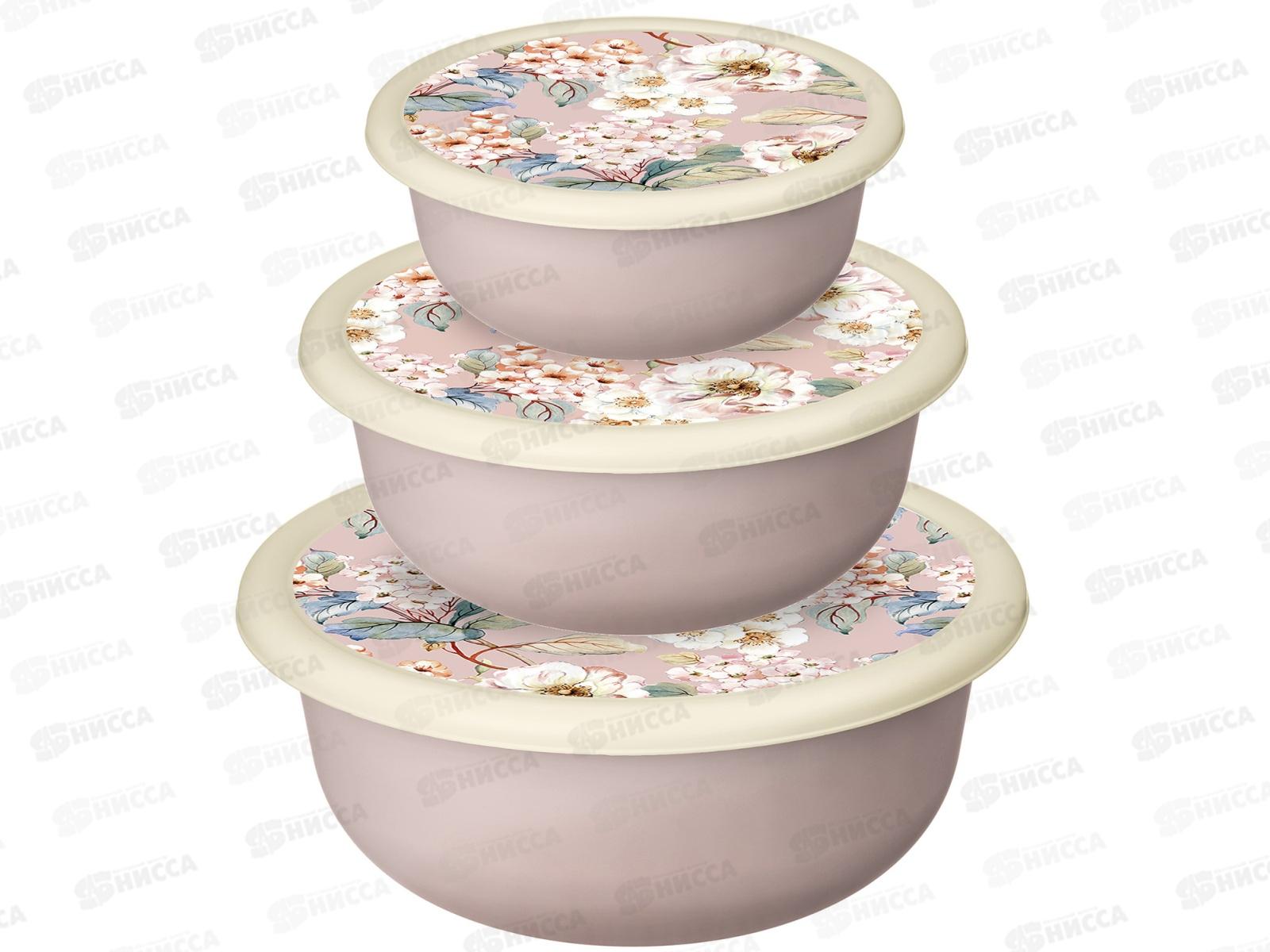 Миска 3шт Modena с крышкой с декором 221160427/06 *13