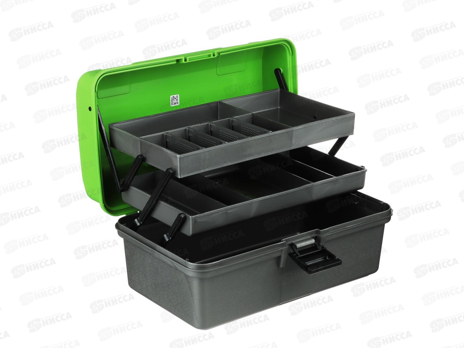 Ящик рыболова двухполочный AZOR 33*20*16см зеленый 147-028 г