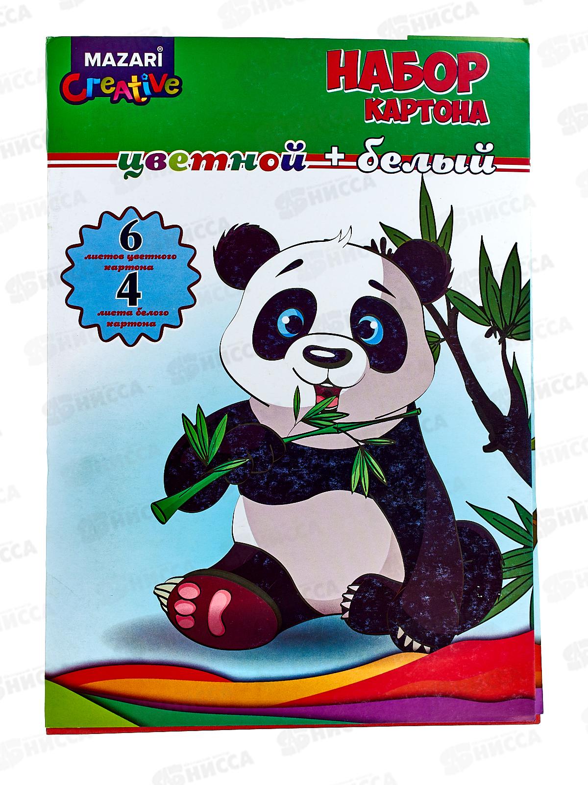 Цветной картон +белый картон  MAZARI 10л. 6цв,немел,М-16809*40