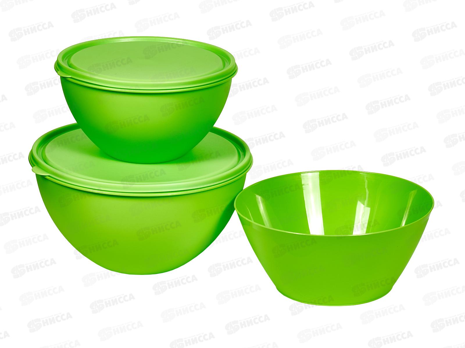 Набор мисок с цветными крыш 2+4л Салатник 2,5л салатовый (Ангора) *12