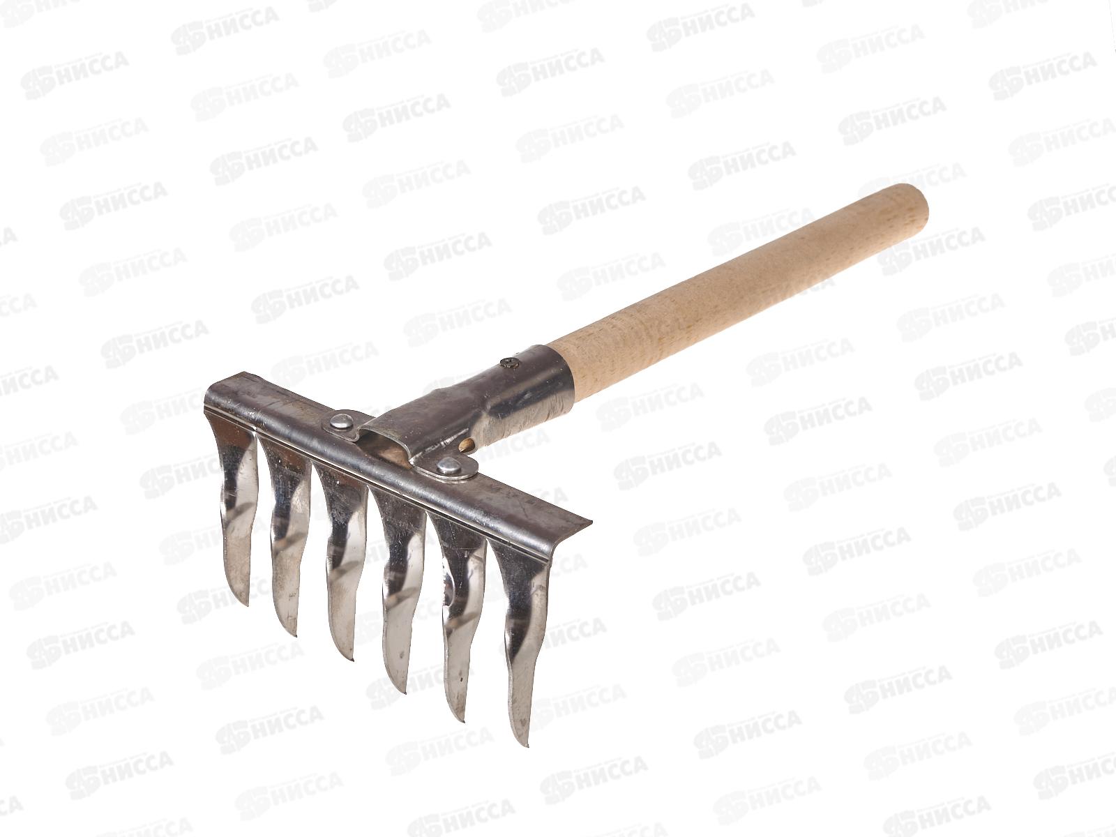 Грабли витые 6-и зубчатые  нержавейка, с черенком