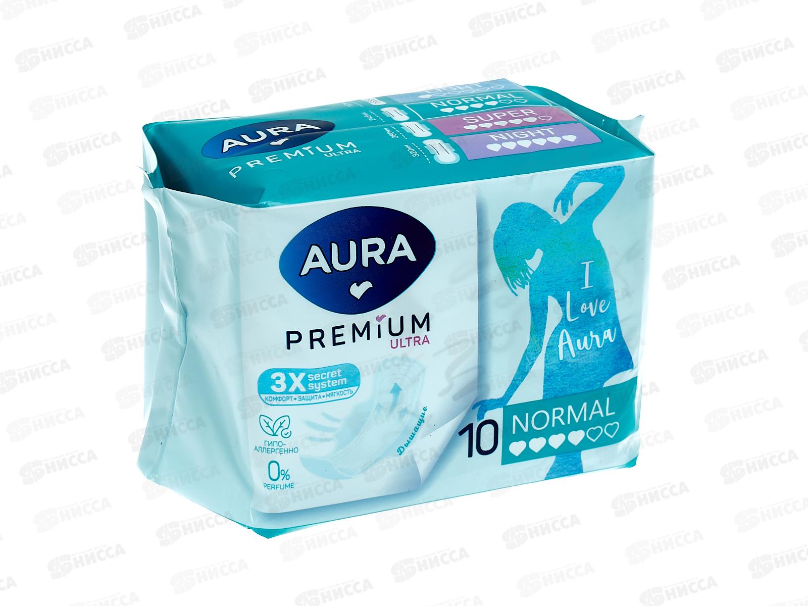АУРА Premium Прокладки женские гигиенические Normal 10шт *24
