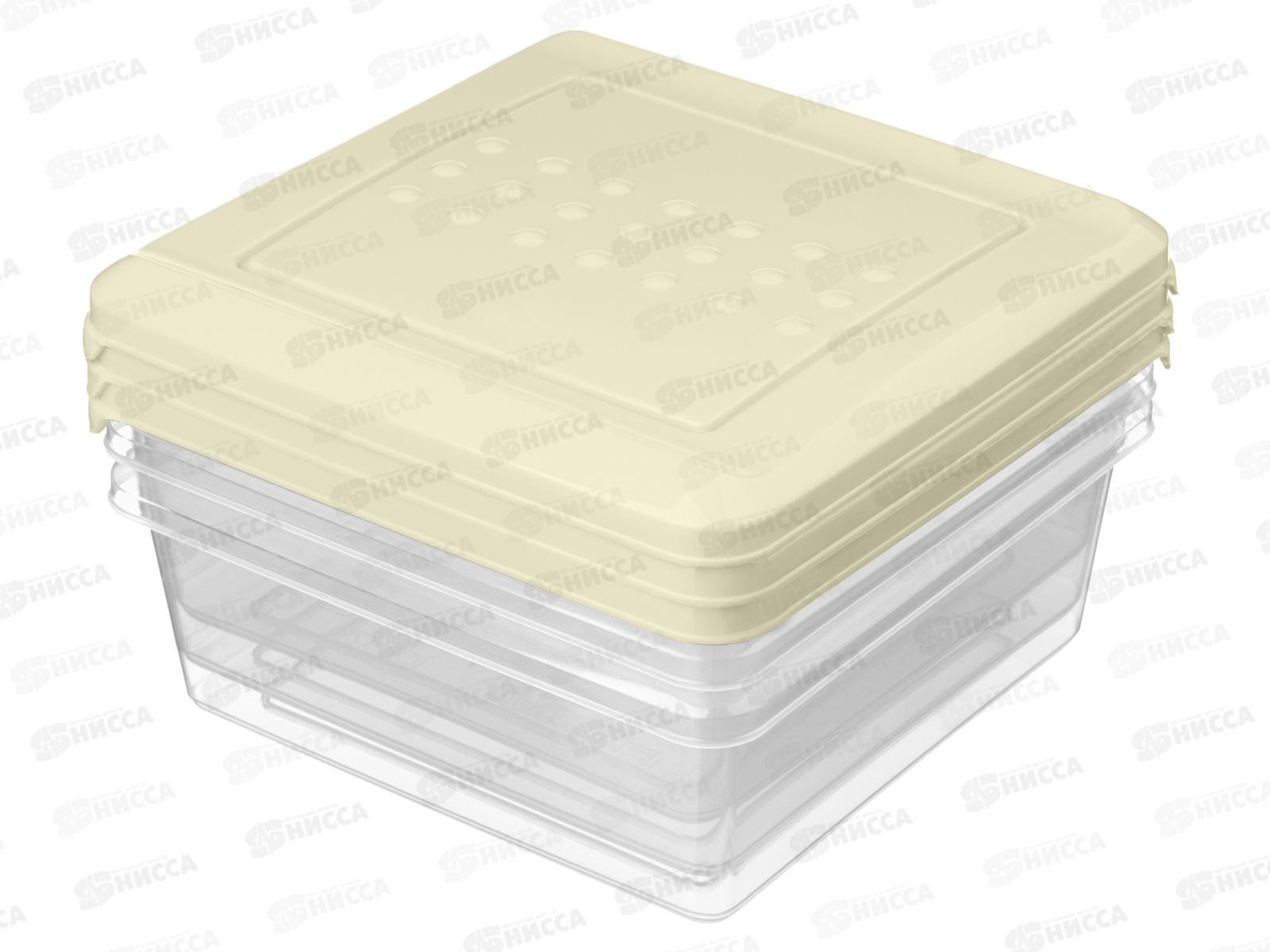 Контейнер для продуктов &quotAsti&quot квадрат 0,5л 3шт светло-бежевый 221101025/01 *18