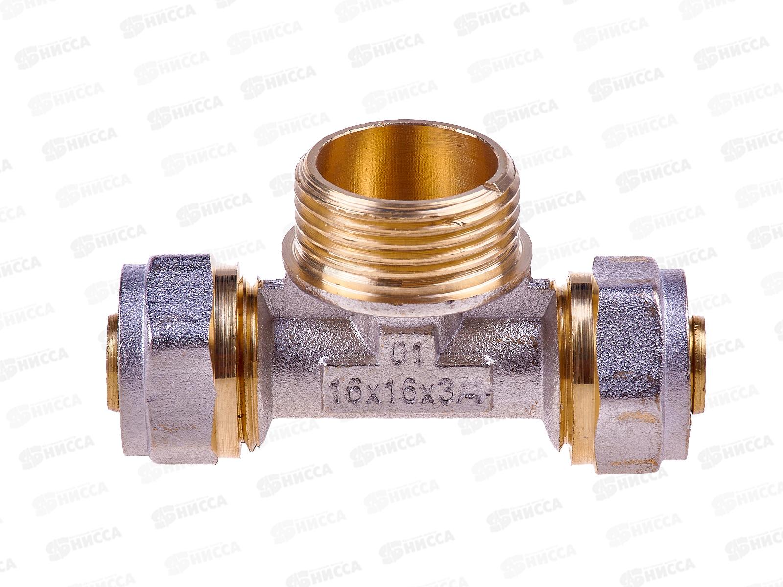 Тройник 16х3/4 цанга-штуцер, 36270