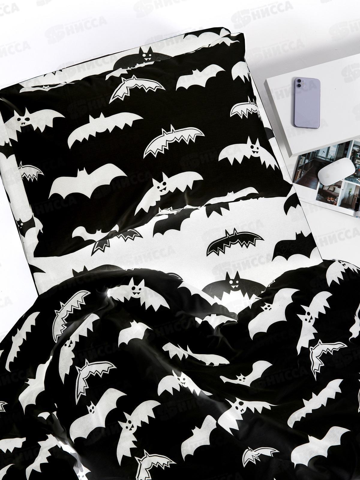 Комплект постельного белья 1,5спальный Перкаль WmeW Летучие мыши 10507-1+10508-1 50*70(1) с кнопкой