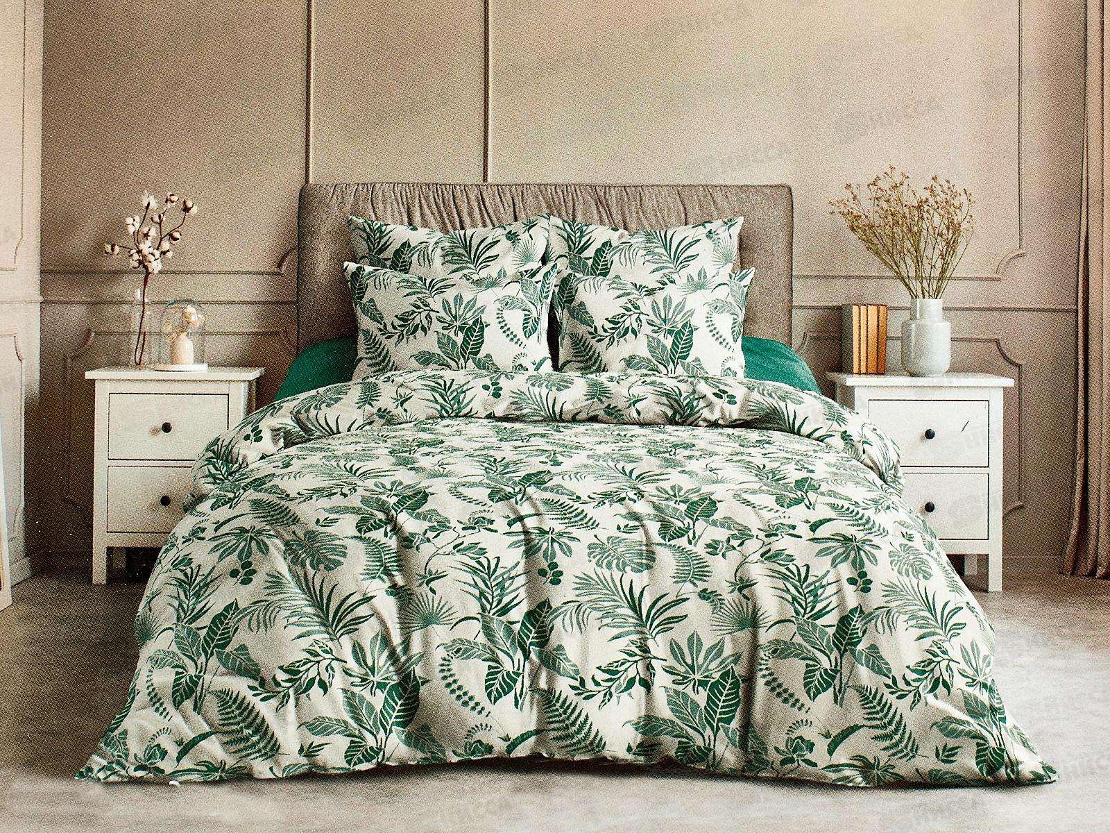 Комплект постельного белья 2,0спальное с евро простыня Поплин  НН Зеленые джунгли 71059-1+71060-1 70*70(2)