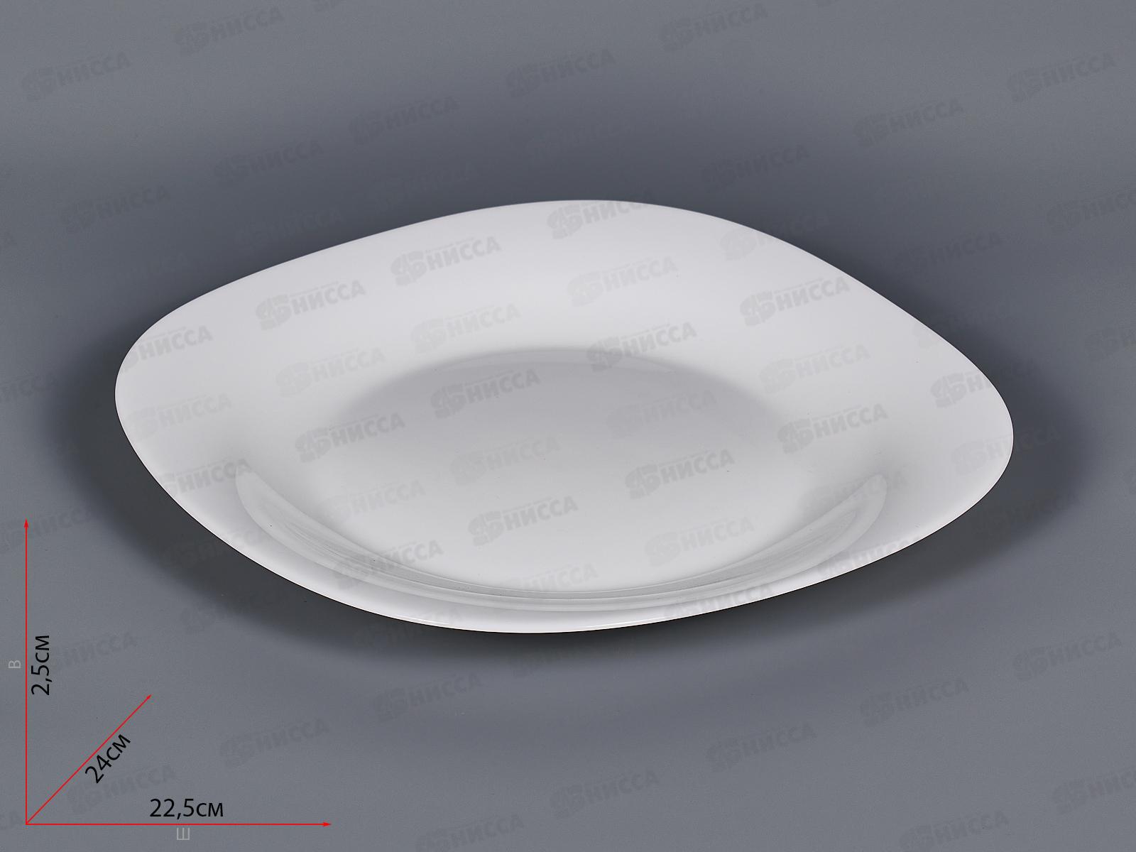 Тарелка квадратная плоская d-24см белье 100б-ткл9,5 *6/36