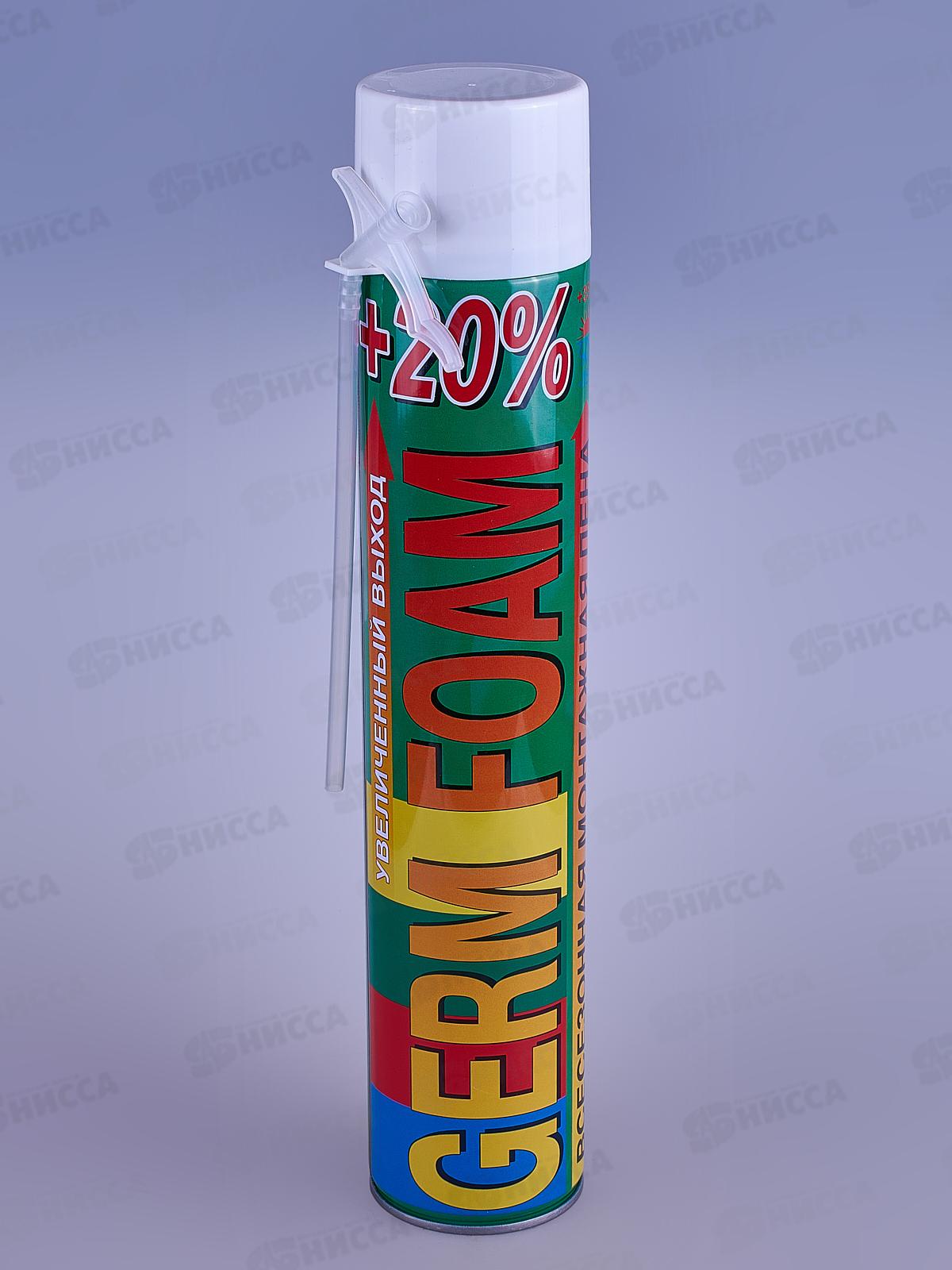 Пена монтажная GERMFOAM бытовая, увеличенный выход +20%  750мл, всесезонная *12