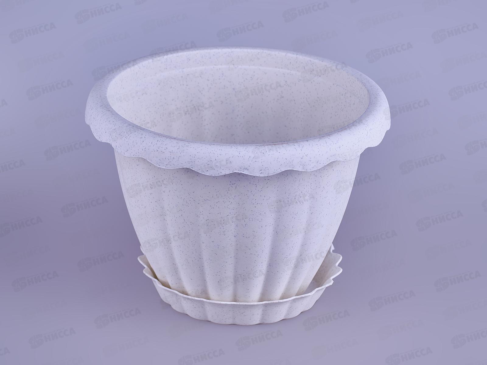 Кашпо ДАЛИЯ 180мм с поддоном  2л Мрамор 9079 *40 МП