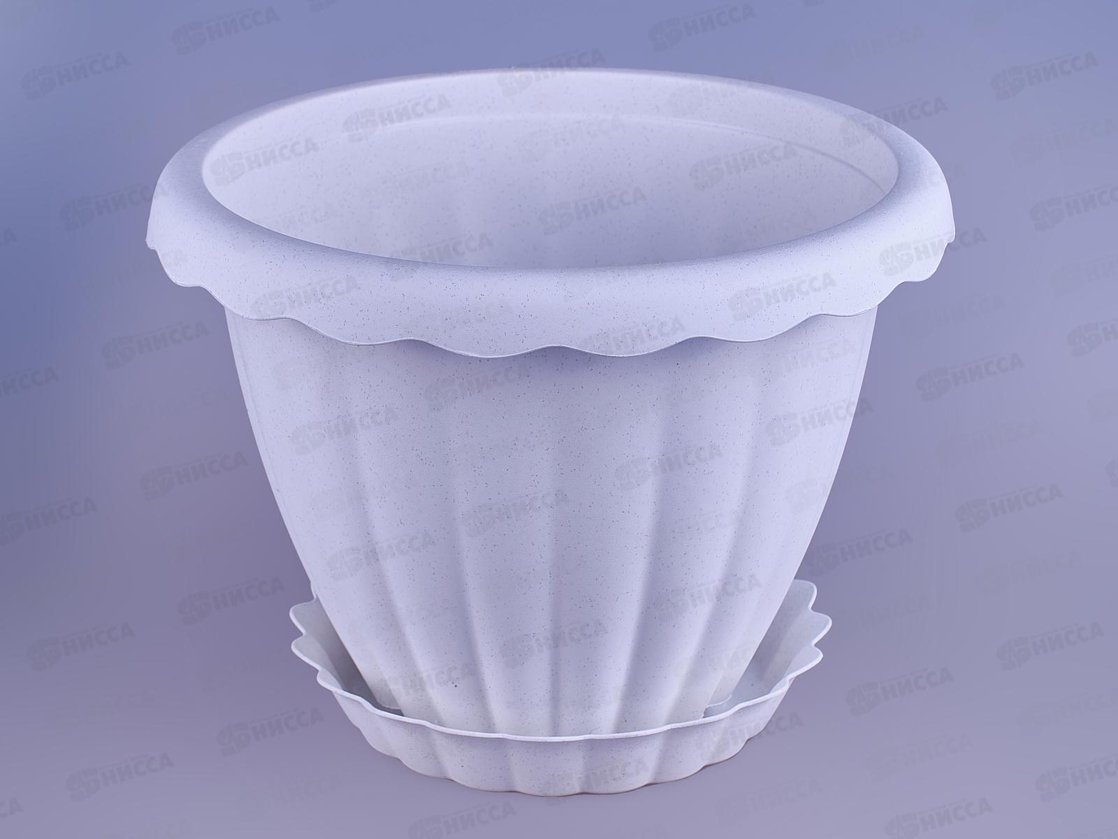 Кашпо ДАЛИЯ 220мм с поддоном  4л Мрамор 9093 *20 МП