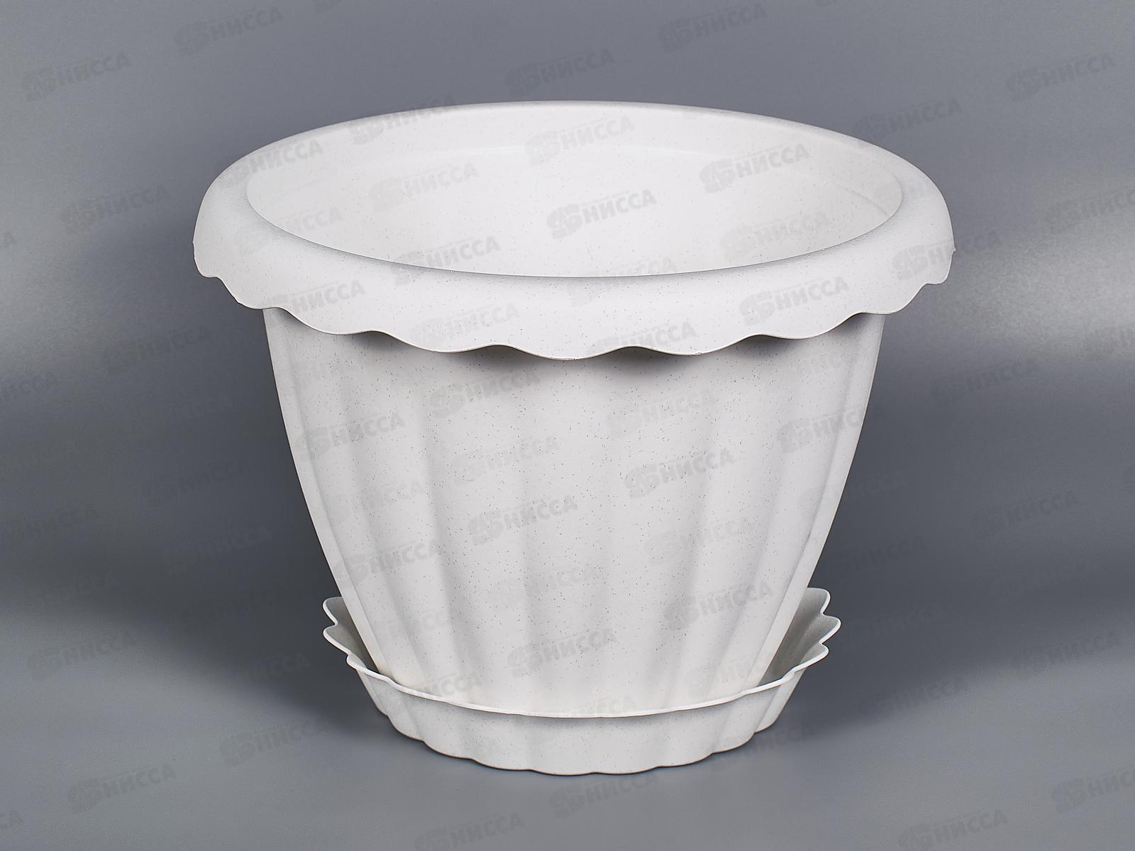 Кашпо ДАЛИЯ 260мм с поддоном  6,5л Мрамор 9123 *20 МП