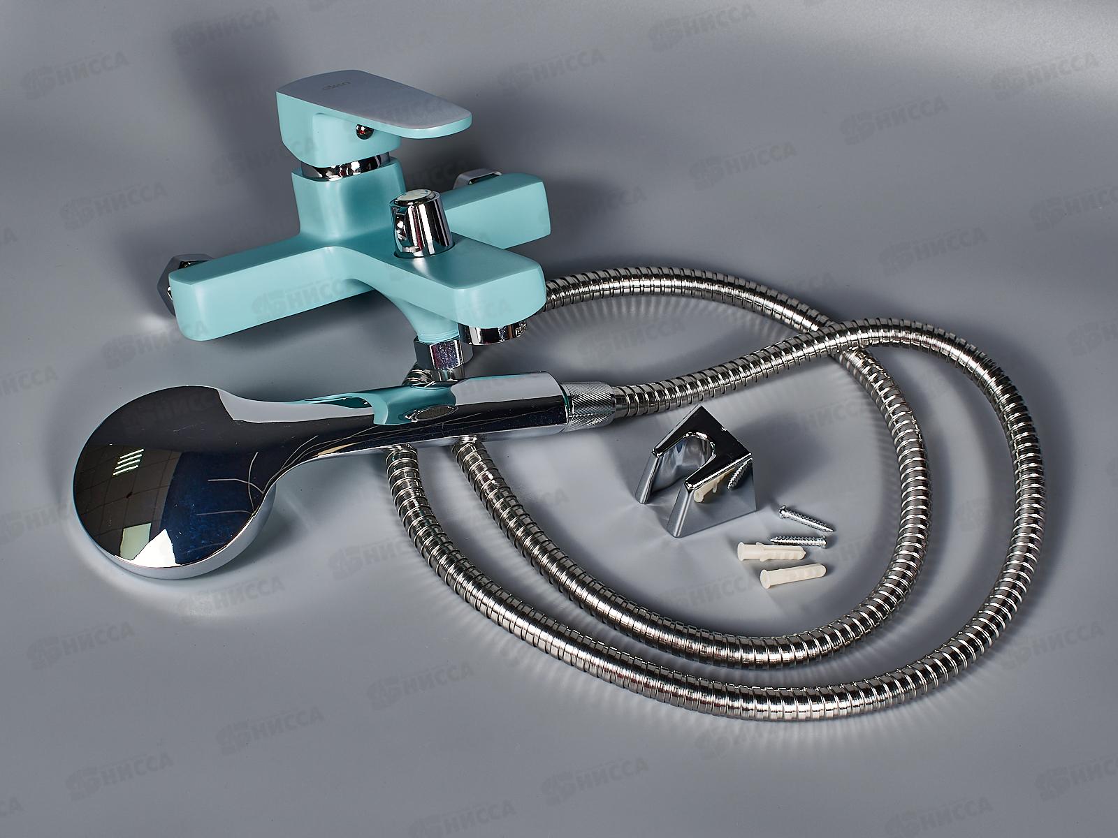 Смеситель для ванны Е32303 короткий излив, переключателем в корпусе бирюзовый