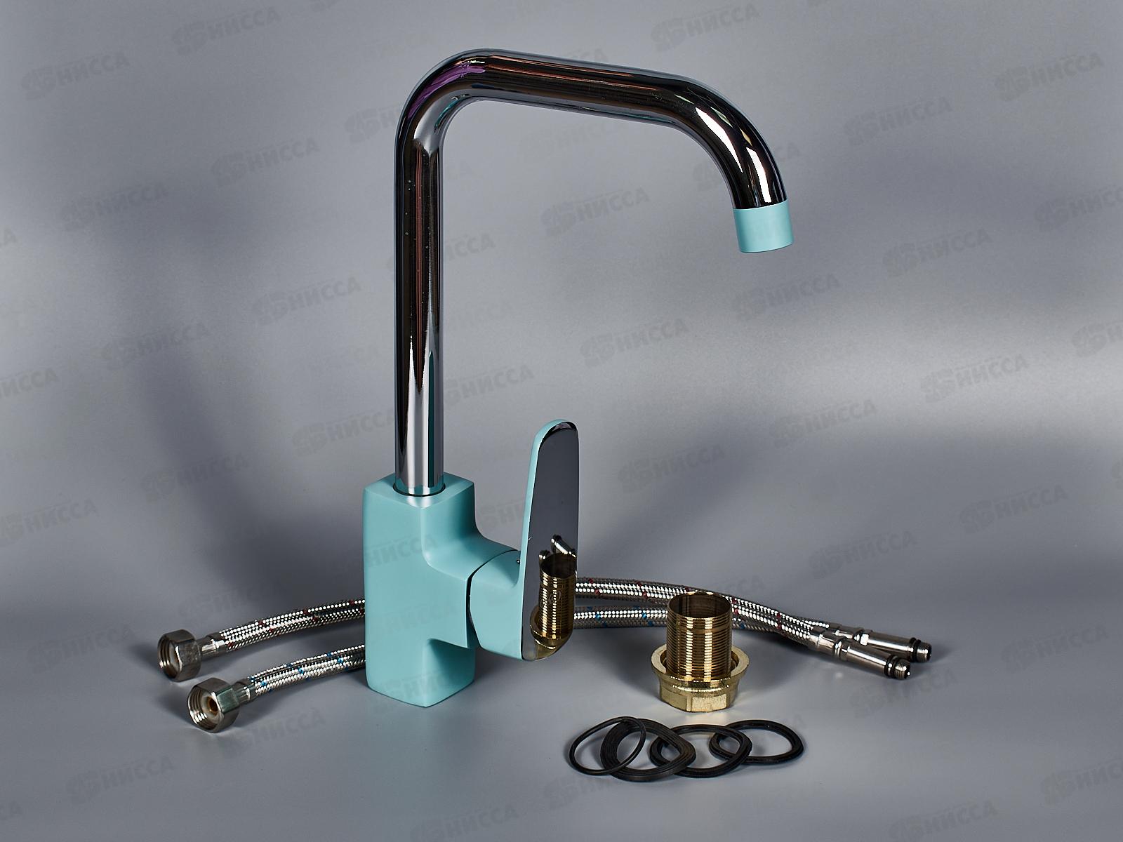 Смеситель для кухни с гайкой Е40303 бирюзовый