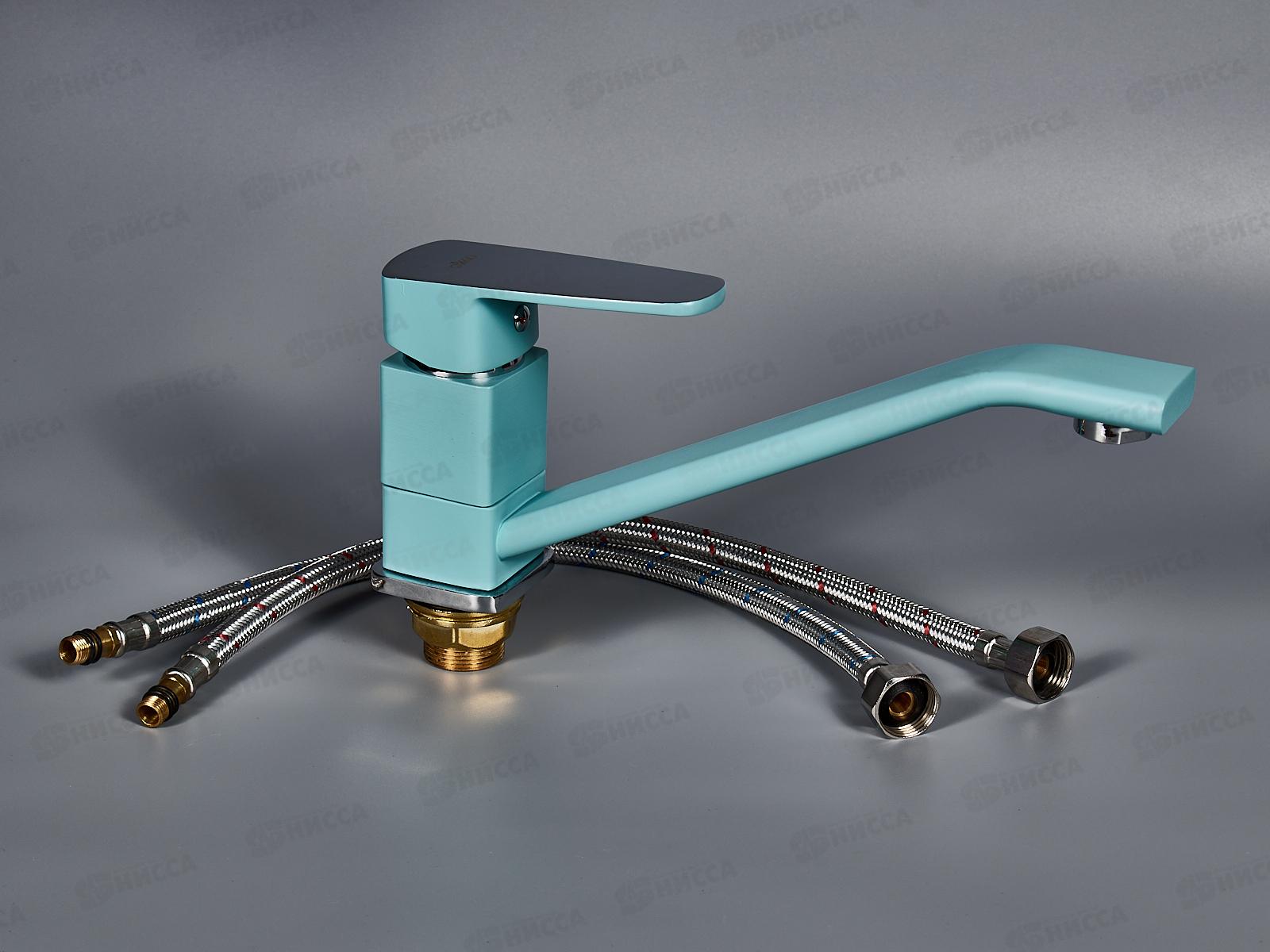 Смеситель для кухни с гайкой Е49303 бирюзовый