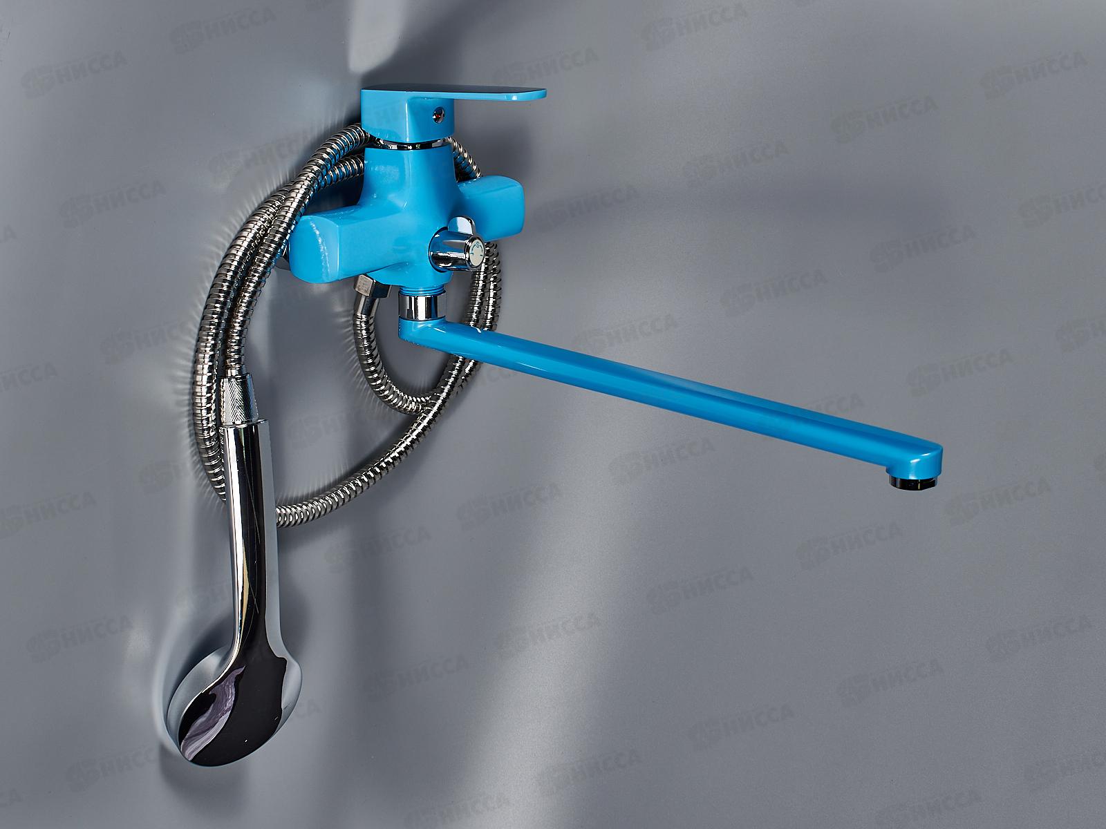 Смеситель для ванны Е22304 длинный излив, синий