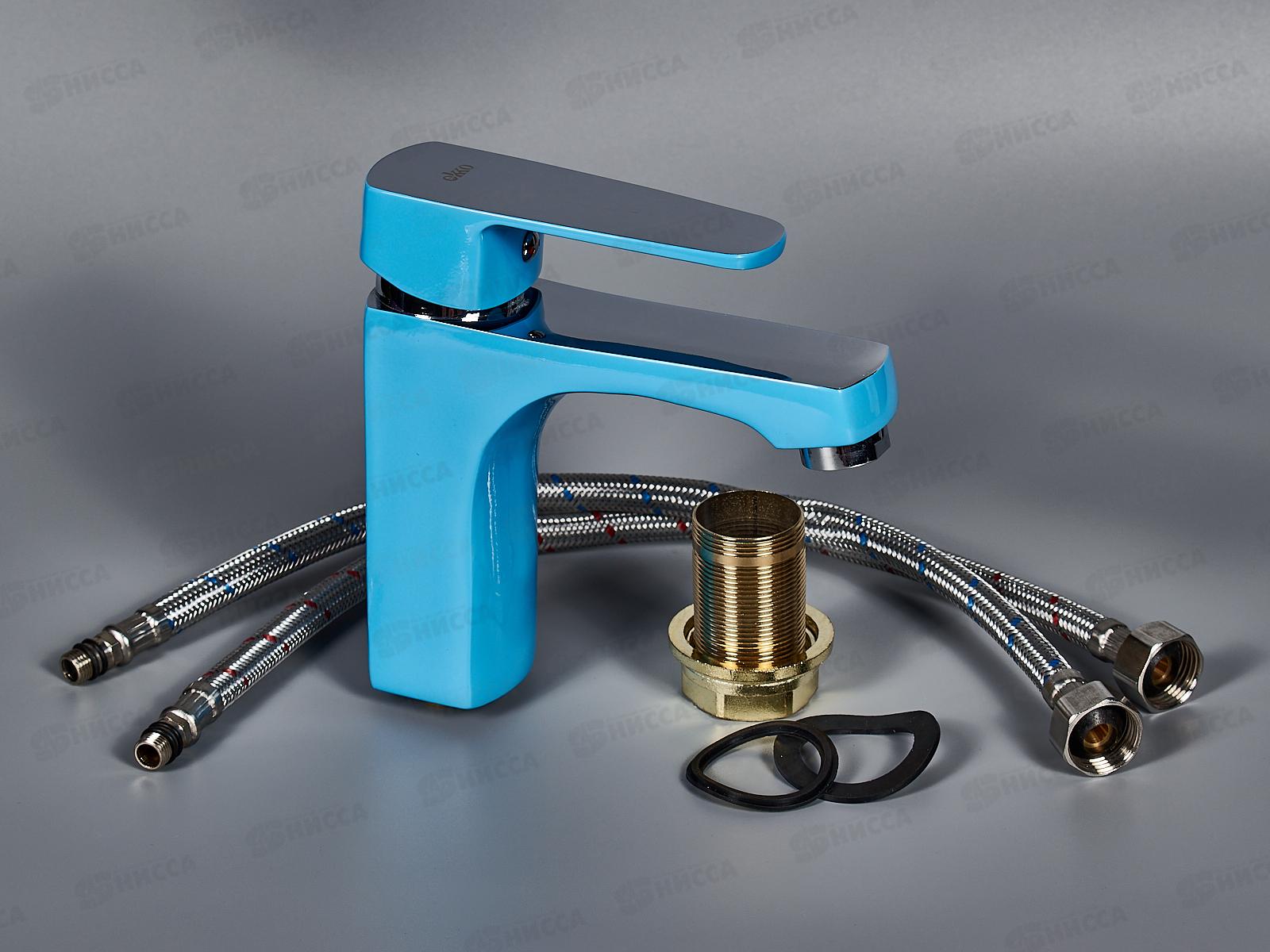 Смеситель для раковины с гайкой Е10304 синий