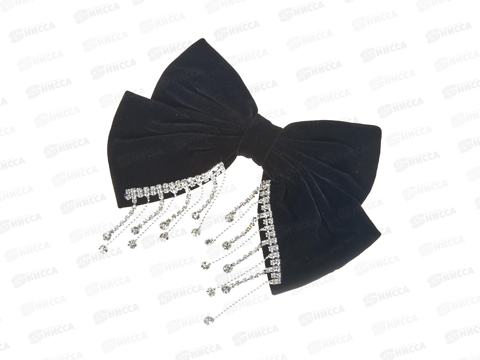 Заколка-автомат с бантом бархат,стразы №7451