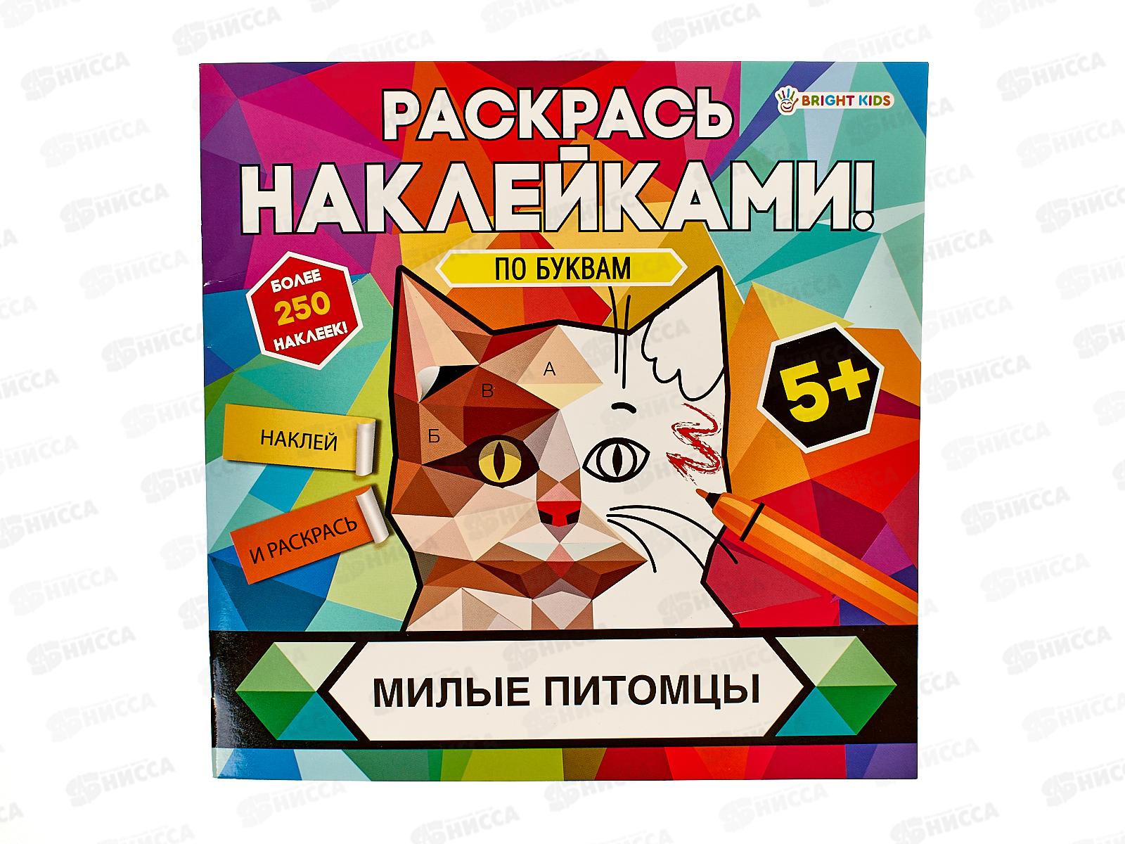 Раскраска ПП с наклейками Милые питомцы 8л, РН-4680