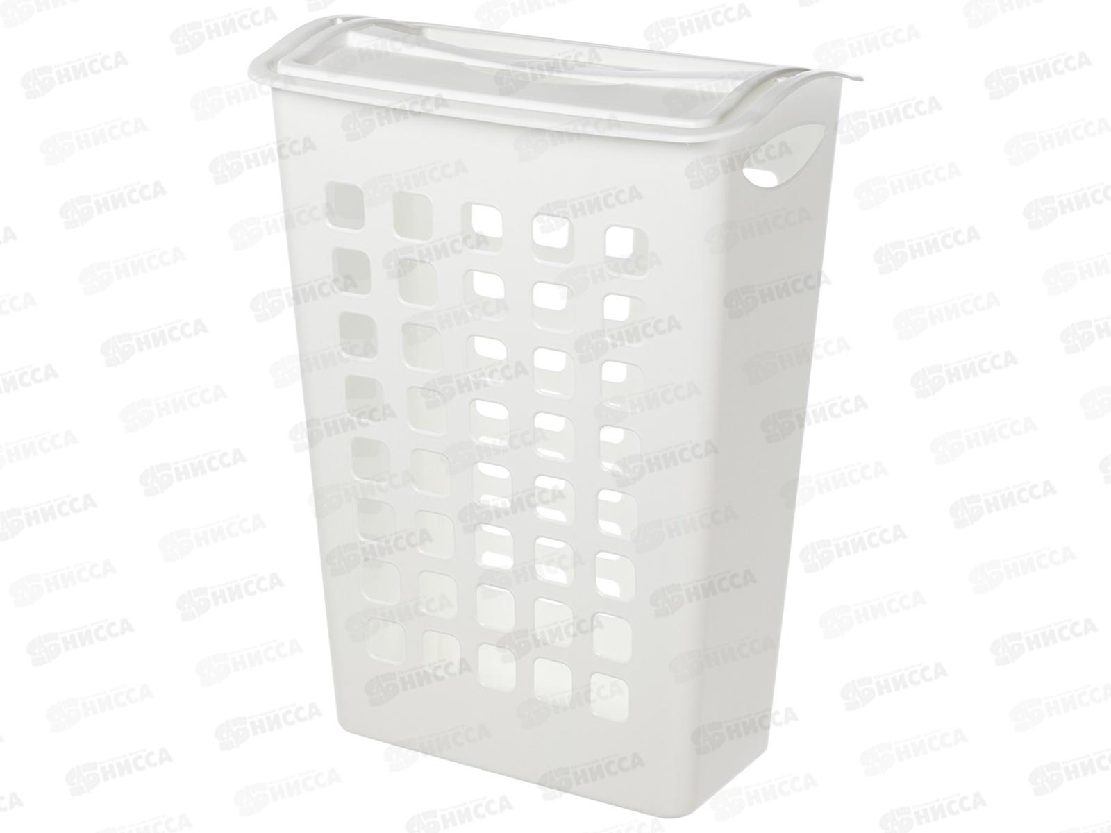 Корзина для белья 38л поворотная крышка узкая Белый 431255416 *6  БП