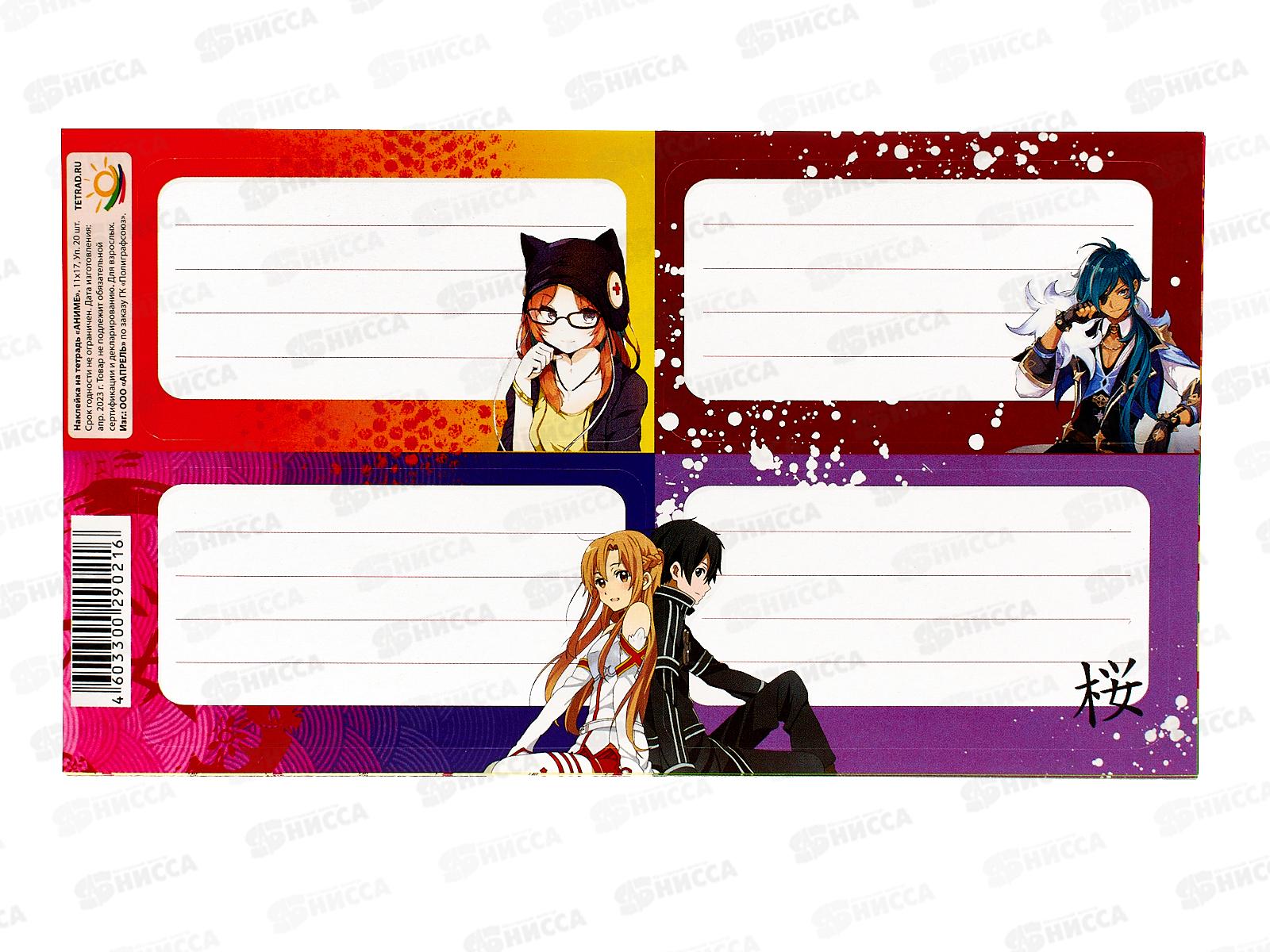 Наклейка д/тетр. ПГ Аниме, 11*17 *20