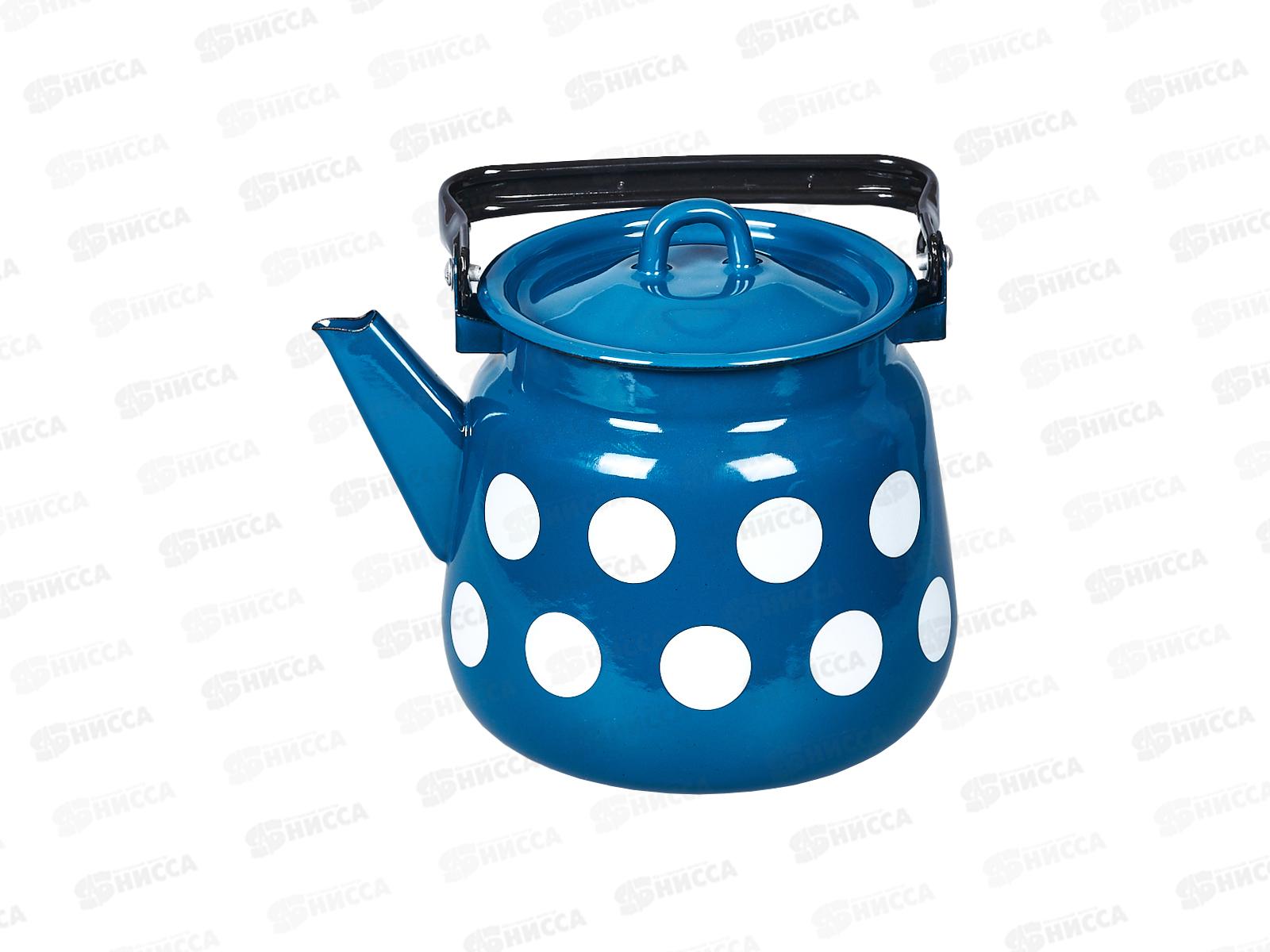 Чайник 3,5л сфер Белый бол. горох, васильковый с петл С2716.4*106