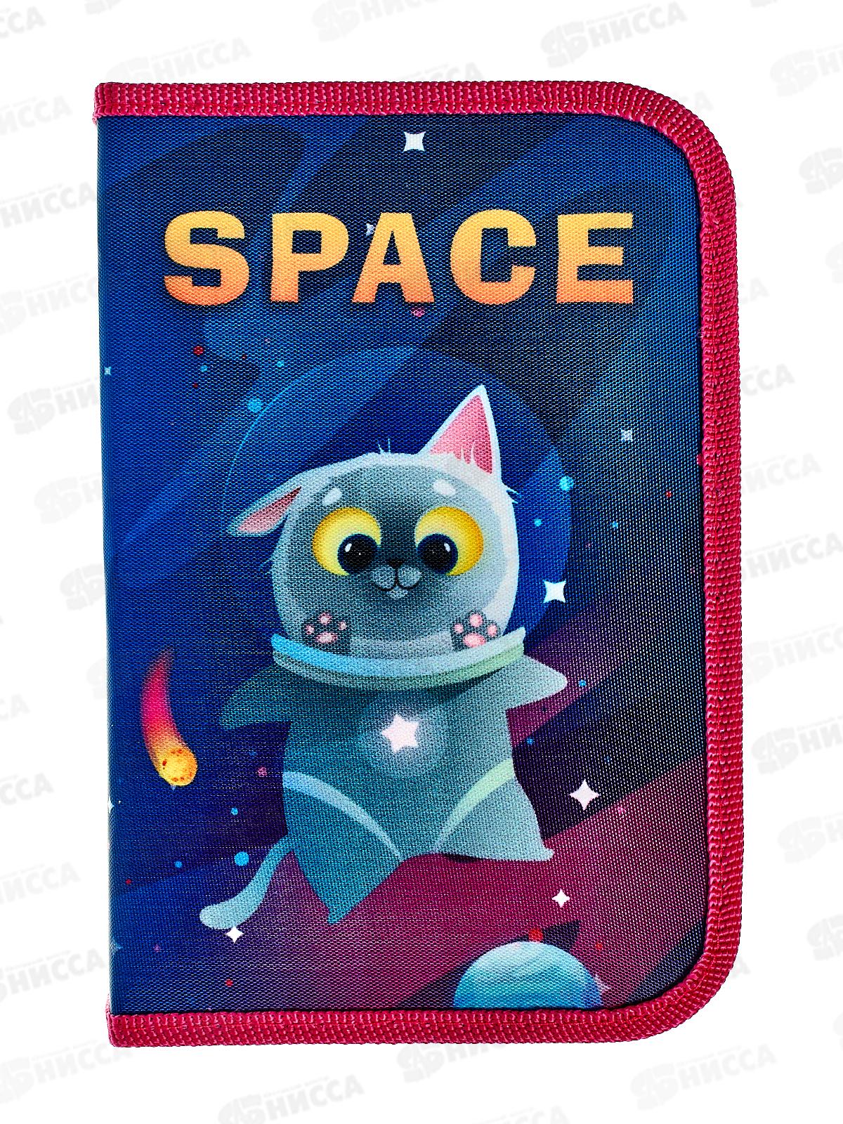 Пенал ПЧЕЛКА 1отд., Кот-космонавт 200*130, ПО-42 *20