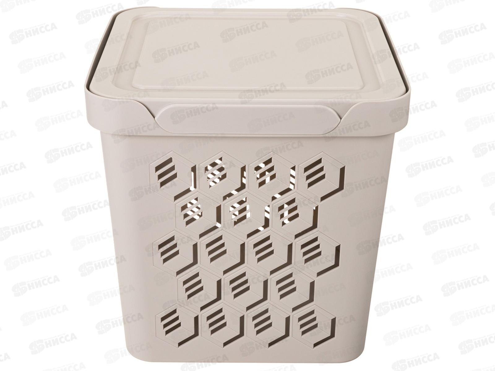 Ящик универсальный 18л &quotDELUXE&quot с крышкой Светло-бежевый 433242734  БП