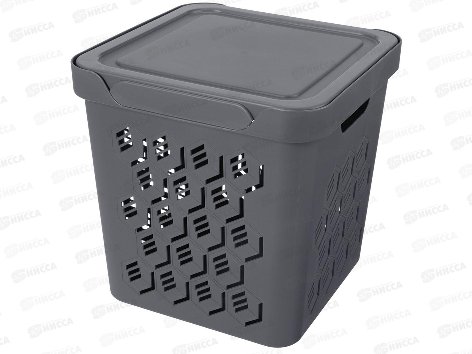 Ящик универсальный 18л &quotDELUXE&quot с крышкой Серый 433242711  БП