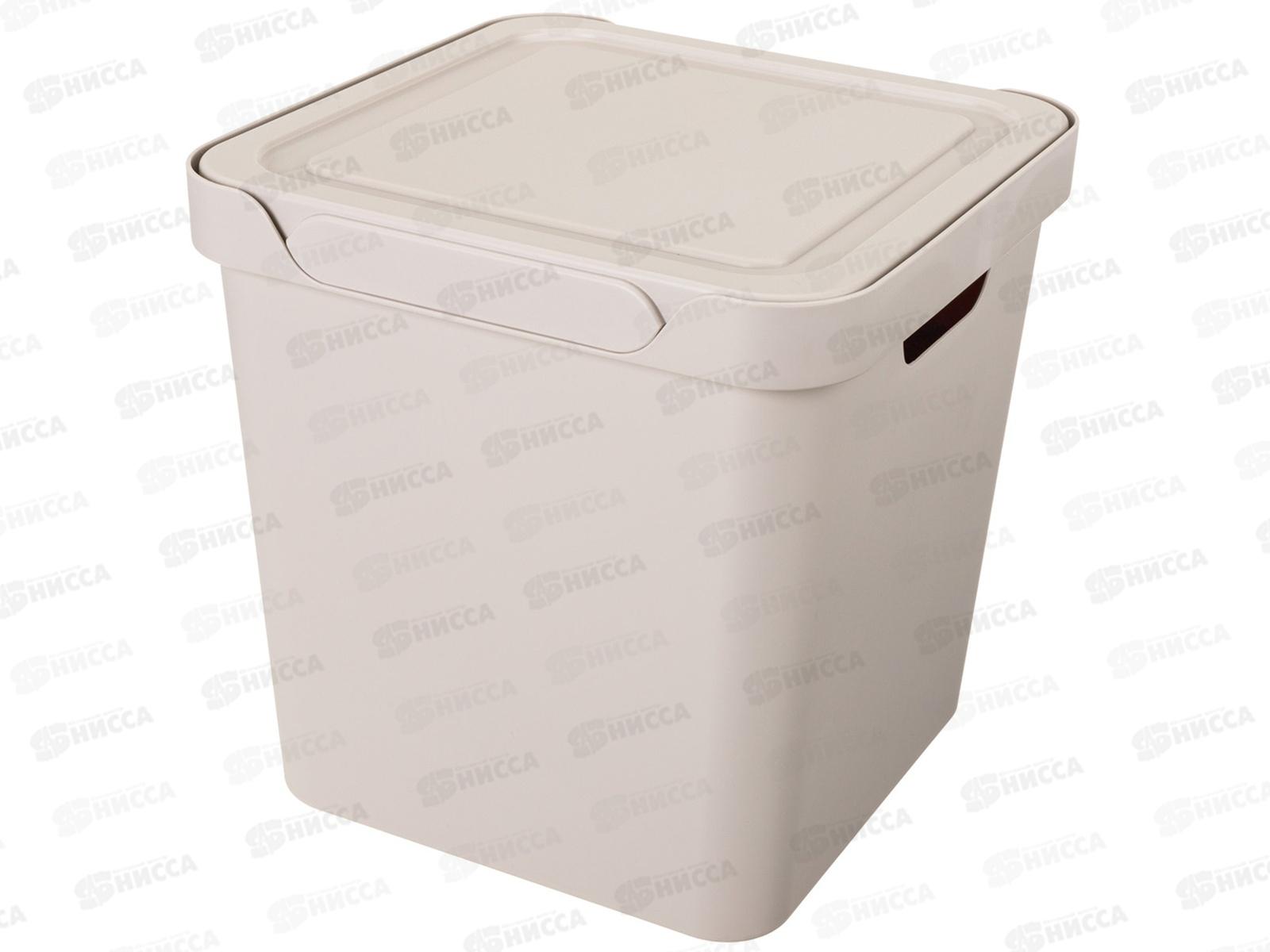 Ящик универсальный 18л &quotLUXE" с крышкой  Светло-бежевый 433242634  БП