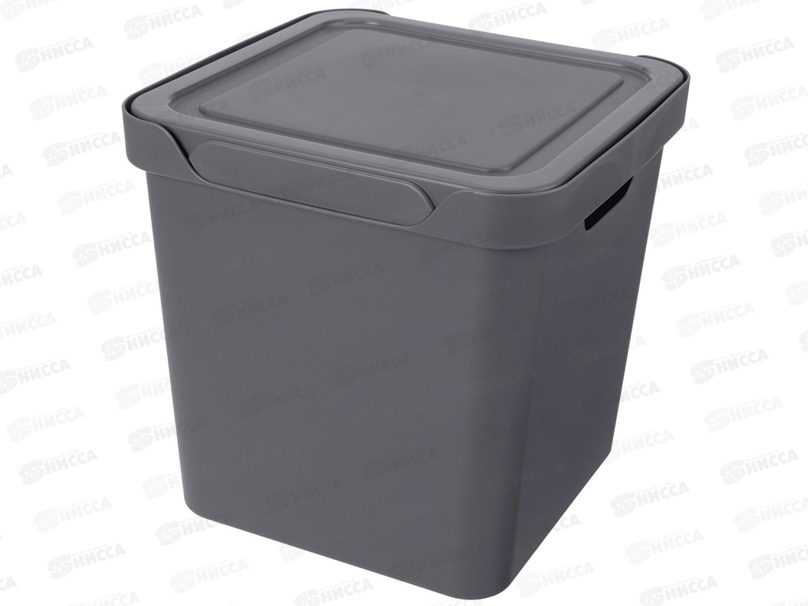 Ящик универсальный 18л &quotLUXE&quot с крышкой  Серый 433242611  БП