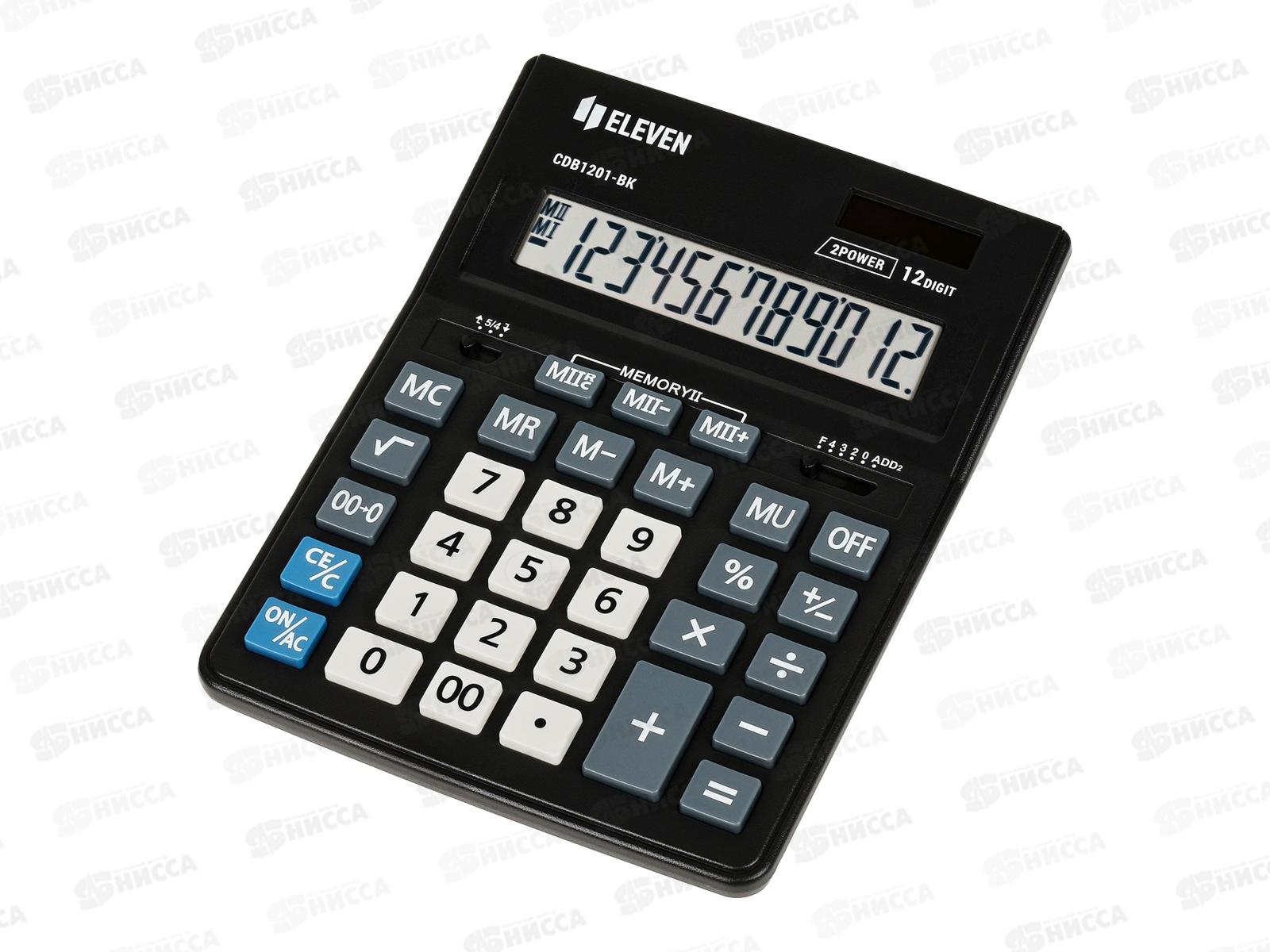 Калькулятор Eleven  CDB1201-BK 12 разрядный настольный черный 339192 *20/40