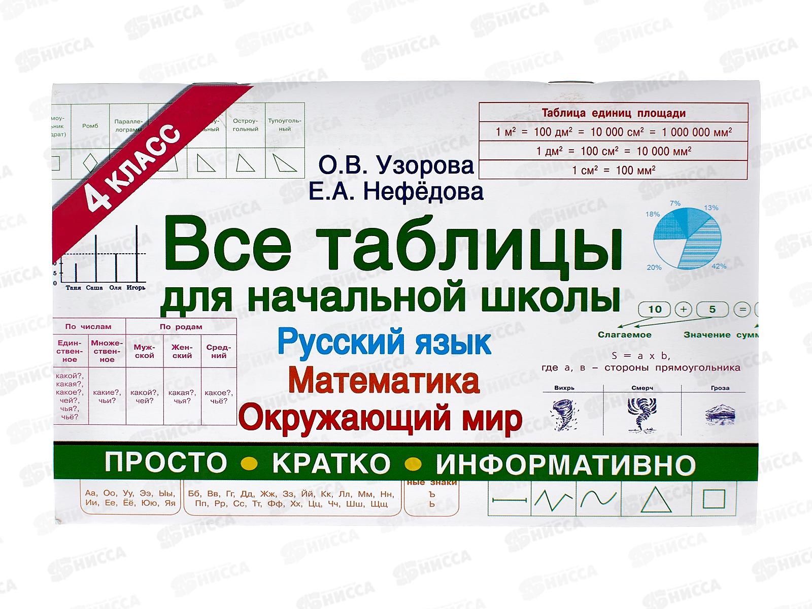 Книга АСТ Все таблицы для 4 класса. Узорова О.В., 6483-9  *30