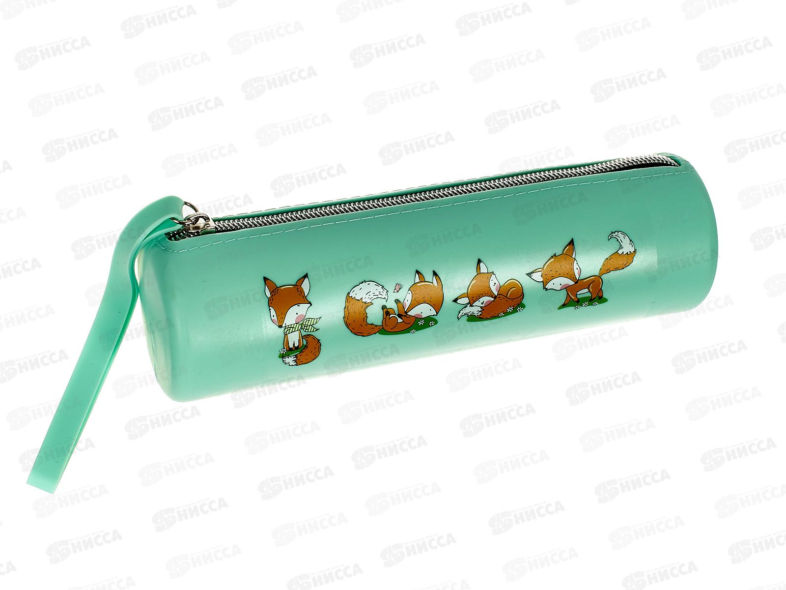 Пенал deVente 20*6*6см, Fox Friends молн., силикон паст.бирюза 7021300