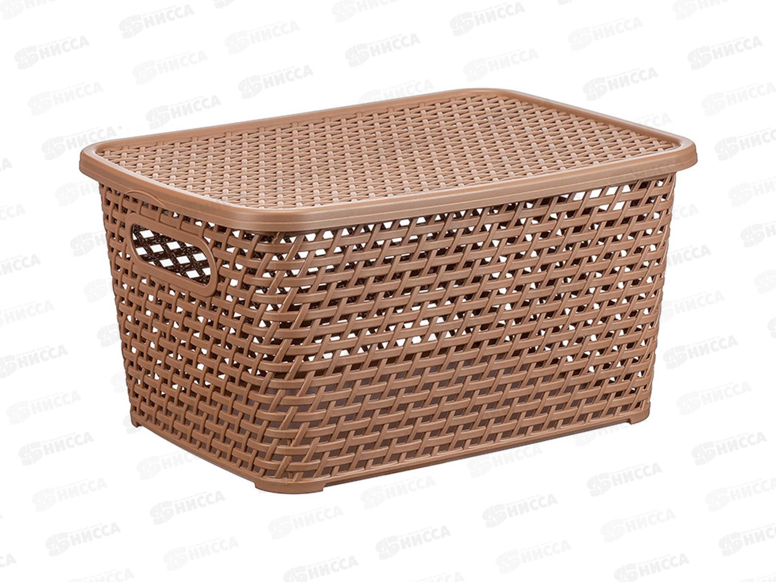 Ящик РОТАНГ с крышкой 450*300*265 бежевый ротанг М2371 *4