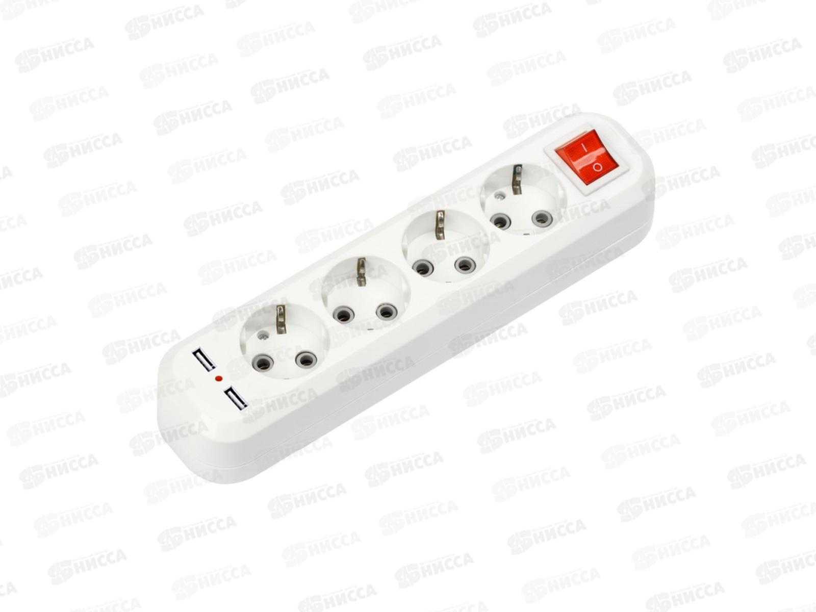 Колодка IN HOME УЗВ-4USB-GRAND 5340 четырехместная с/з и выключ.