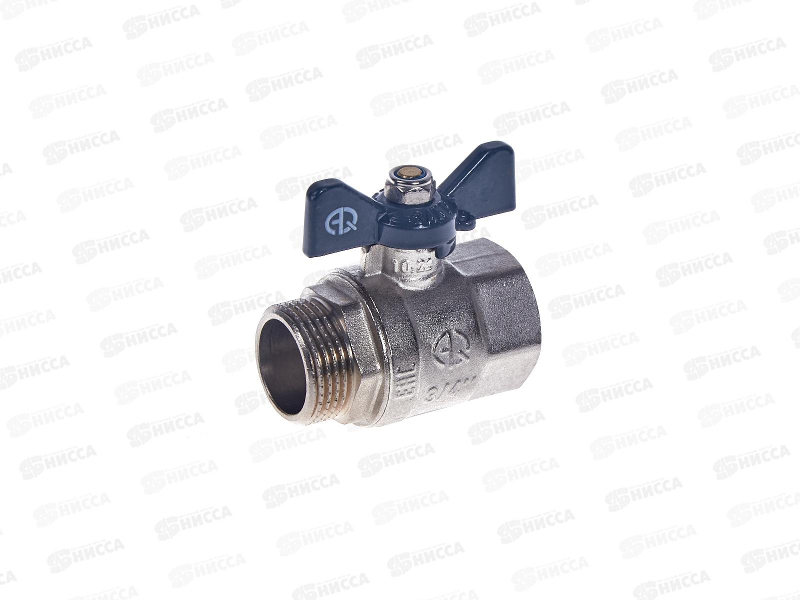 Кран шаровый FM 3/4  гайка-штуцер бабочка Aqualink, 01159 *10/100