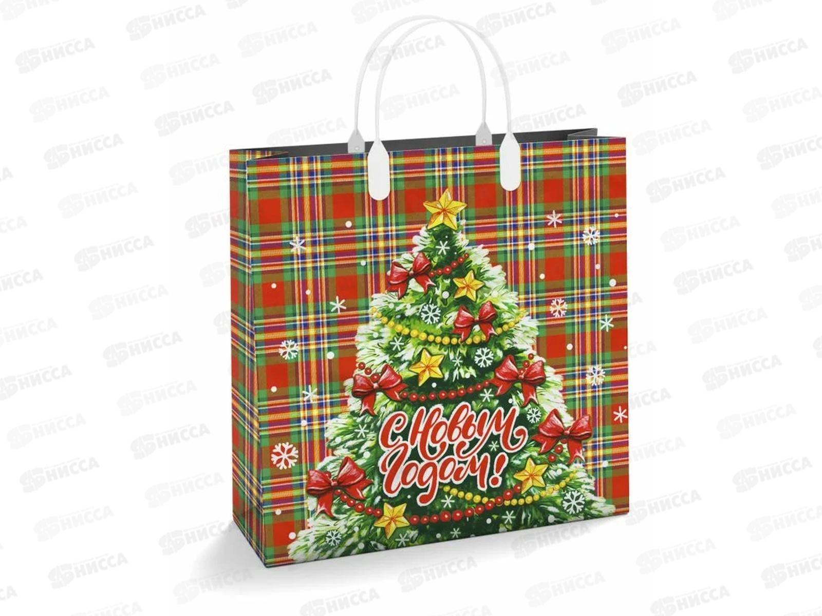 Сумочка пластиковая мягкий Новый Год 30*30 Красный бант *40