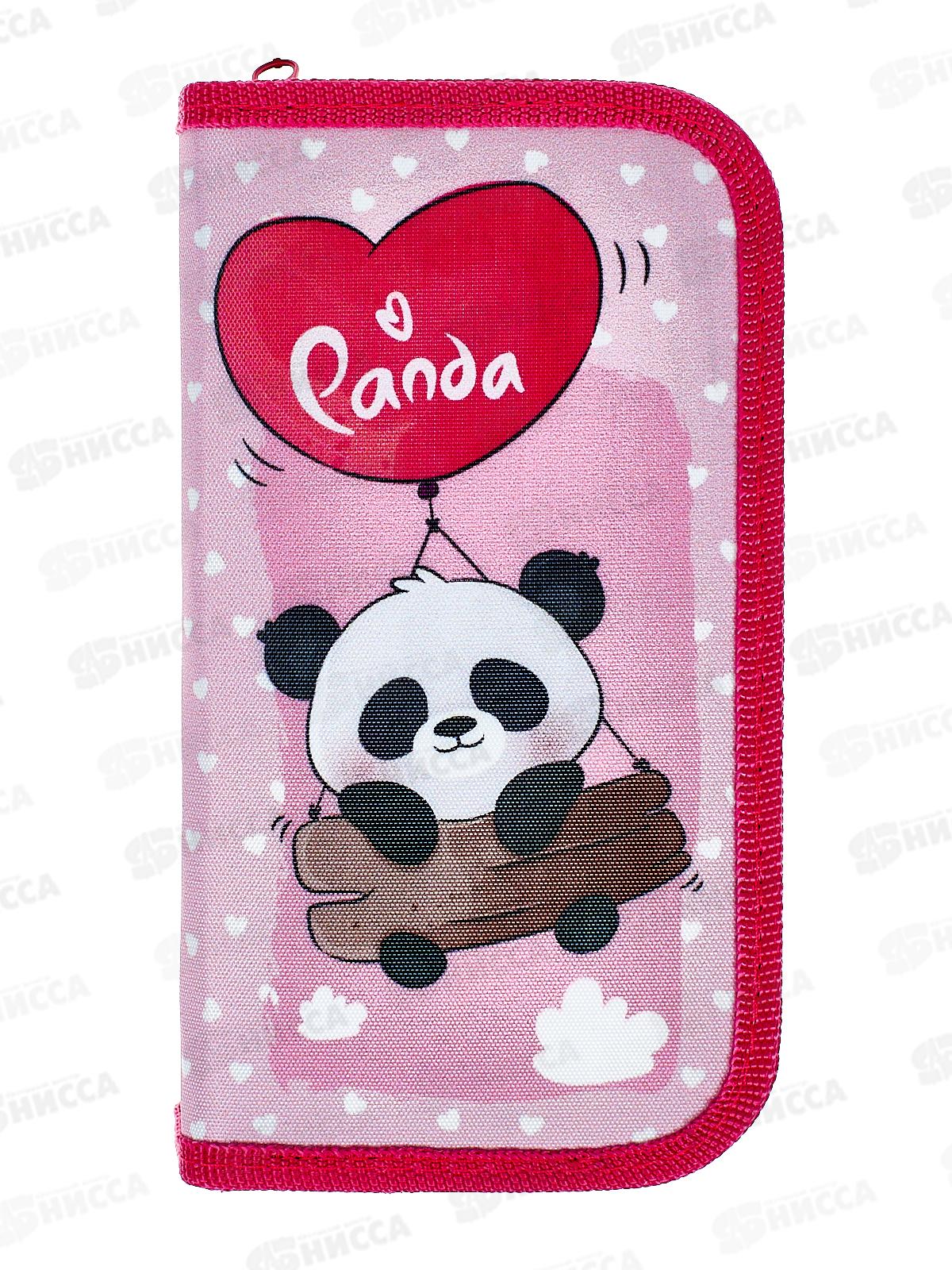 Пенал ПЧЕЛКА 2отд.,Панда на шарике ,печать на ткан.,190*105, ПО-49 *30