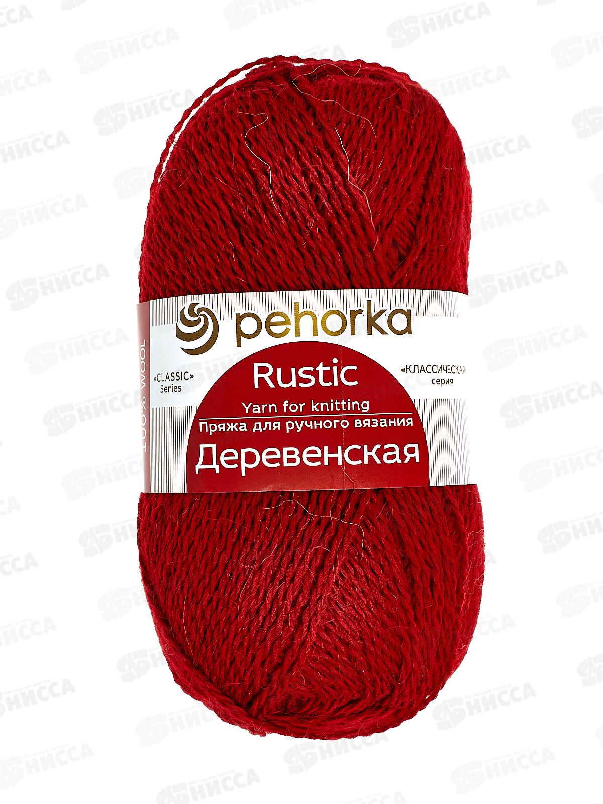 Пряжа Деревенская Красный мак шерсть 100гр 250м 88