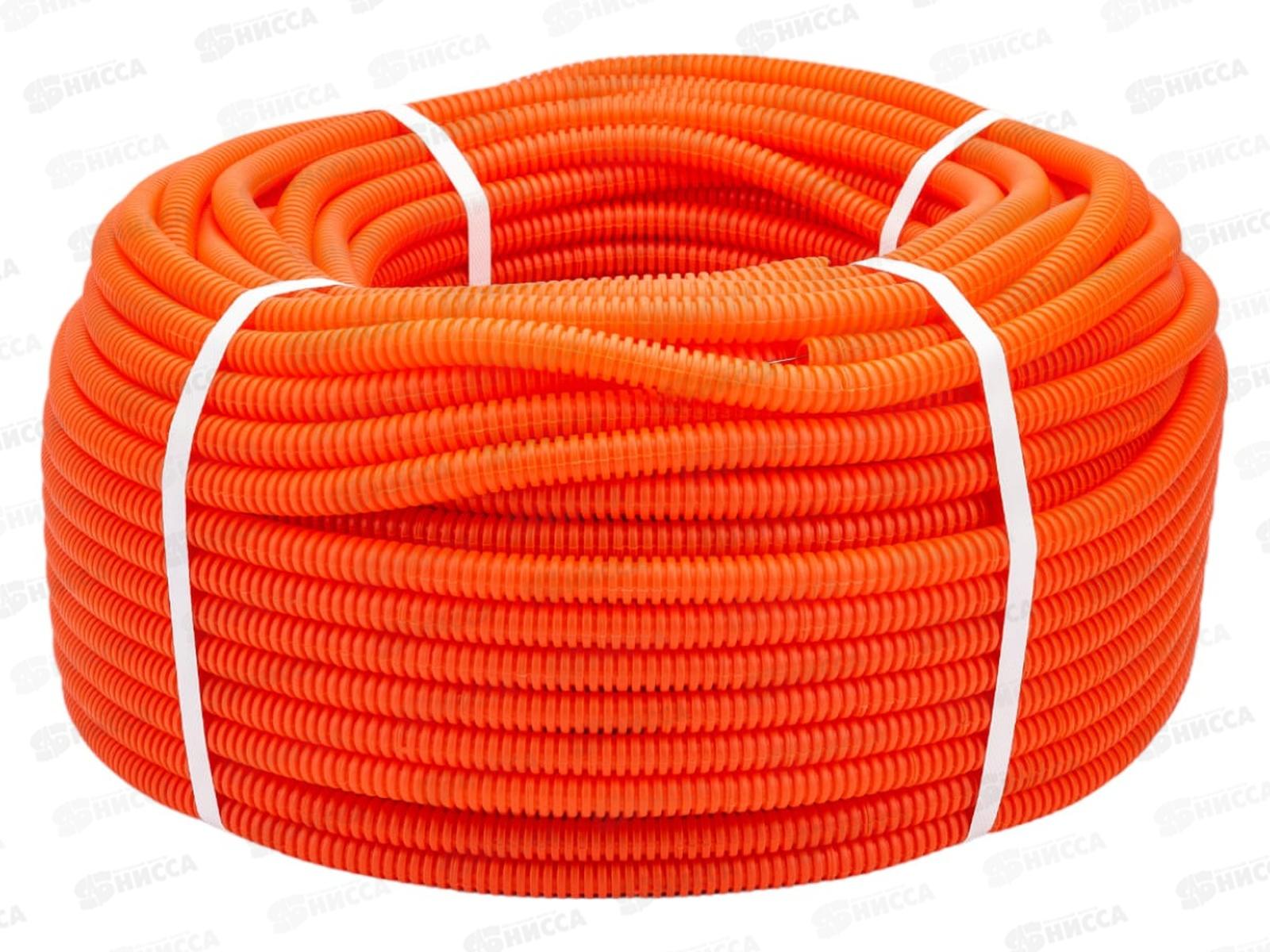 Труба гофрированная ПНД d16 с зондом (100м) оранжевая, REXANT, 28-0016-5 *100